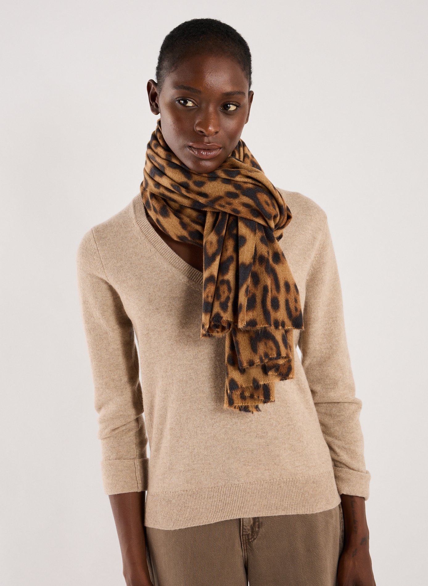 Soft Leopard Scarf AU PRINTEMPS PARIS Brown
