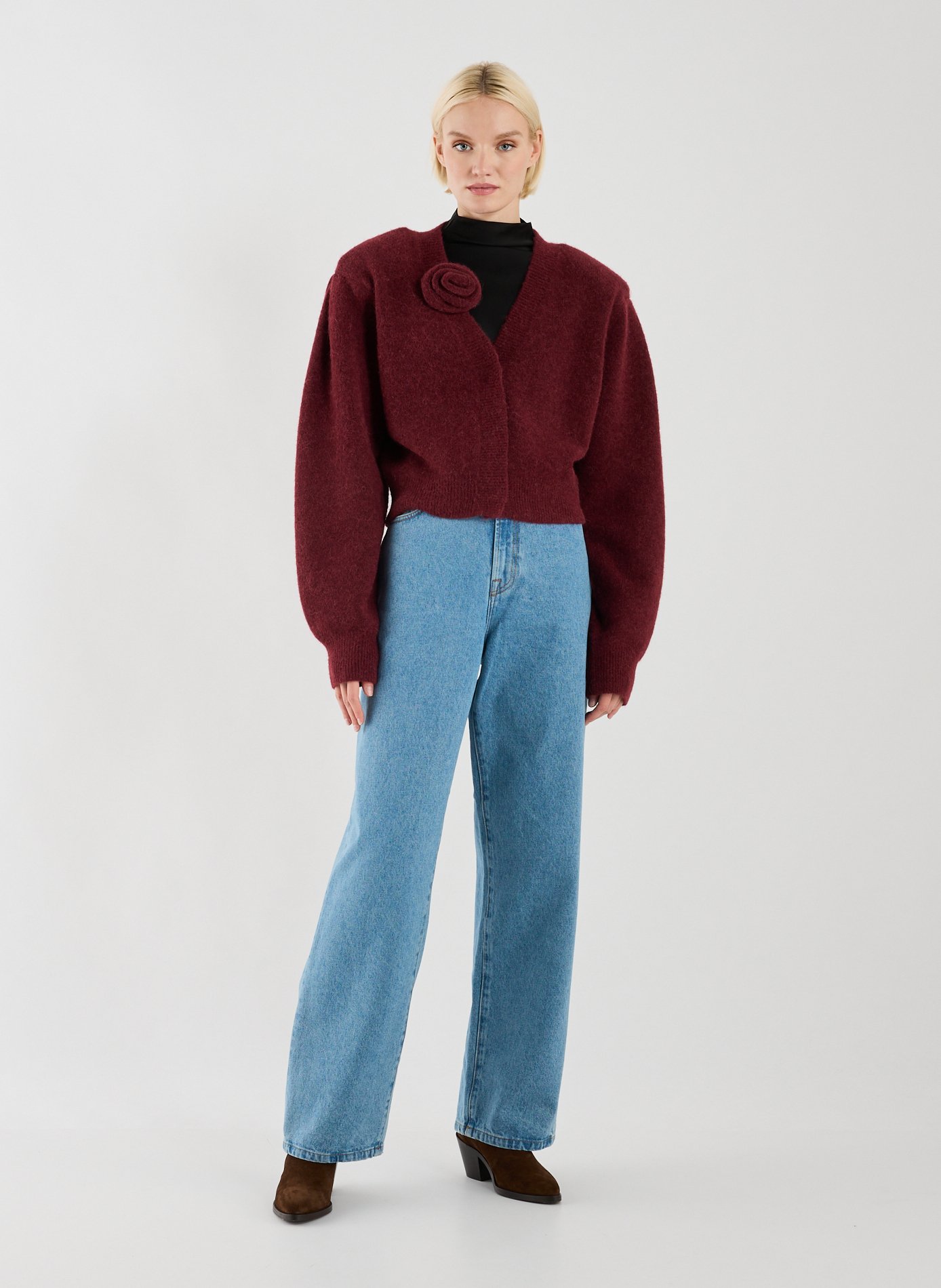 Cardigan en laine mélangée ROTATE Rouge