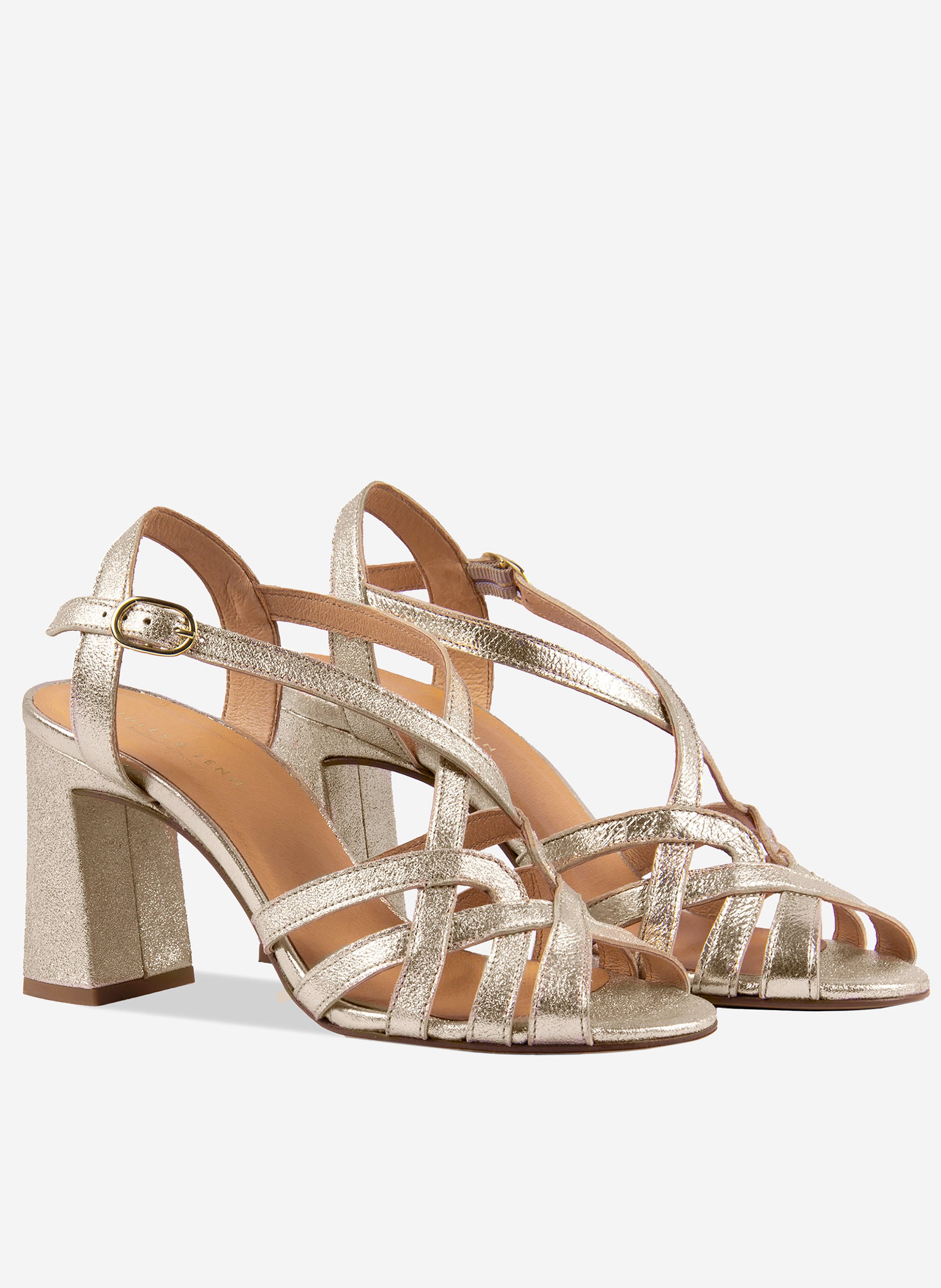 Sandales talon daphné cuir irisé JULES & JENN Doré