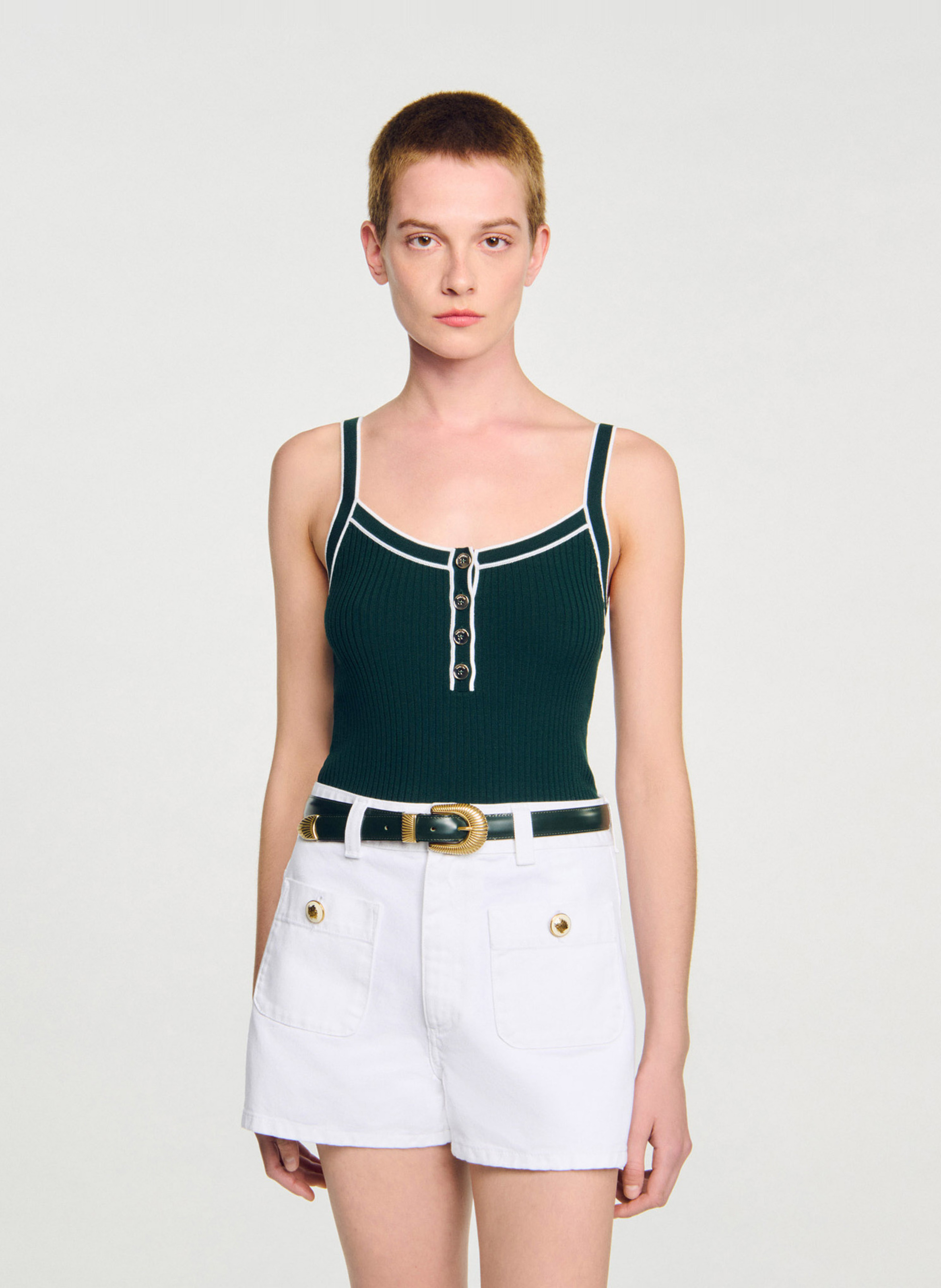 SANDRO Débardeur ajusté en maille Vert