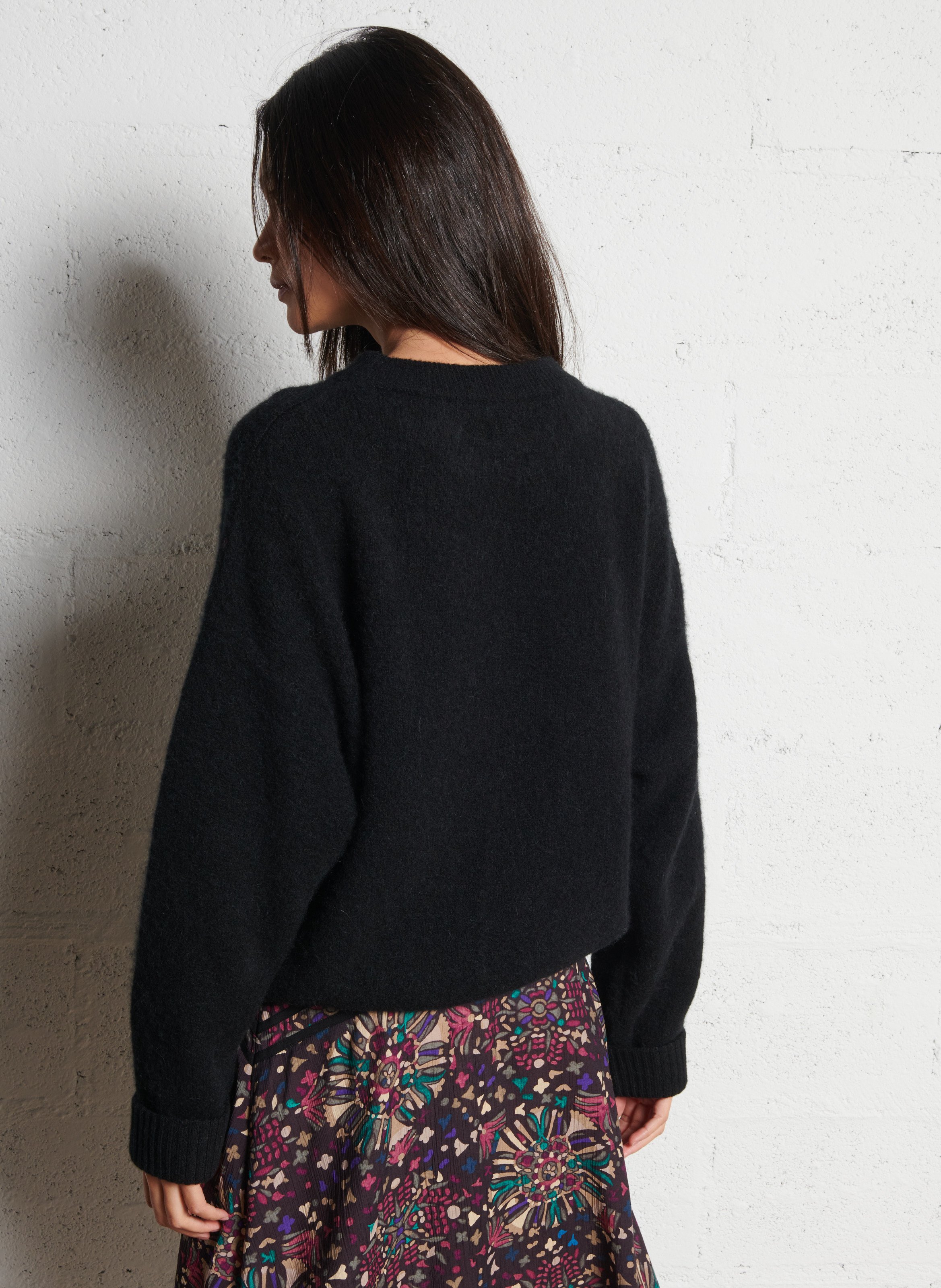 Pull ample col rond en laine mélangée vitow Noir