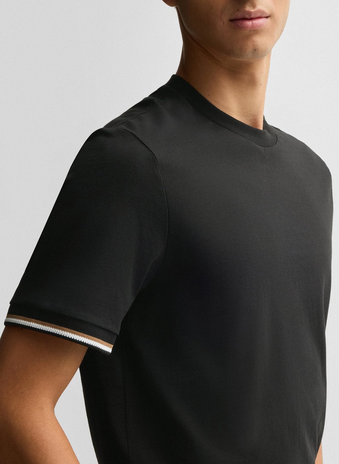 Tee-shirt col rond en coton BOSS Noir