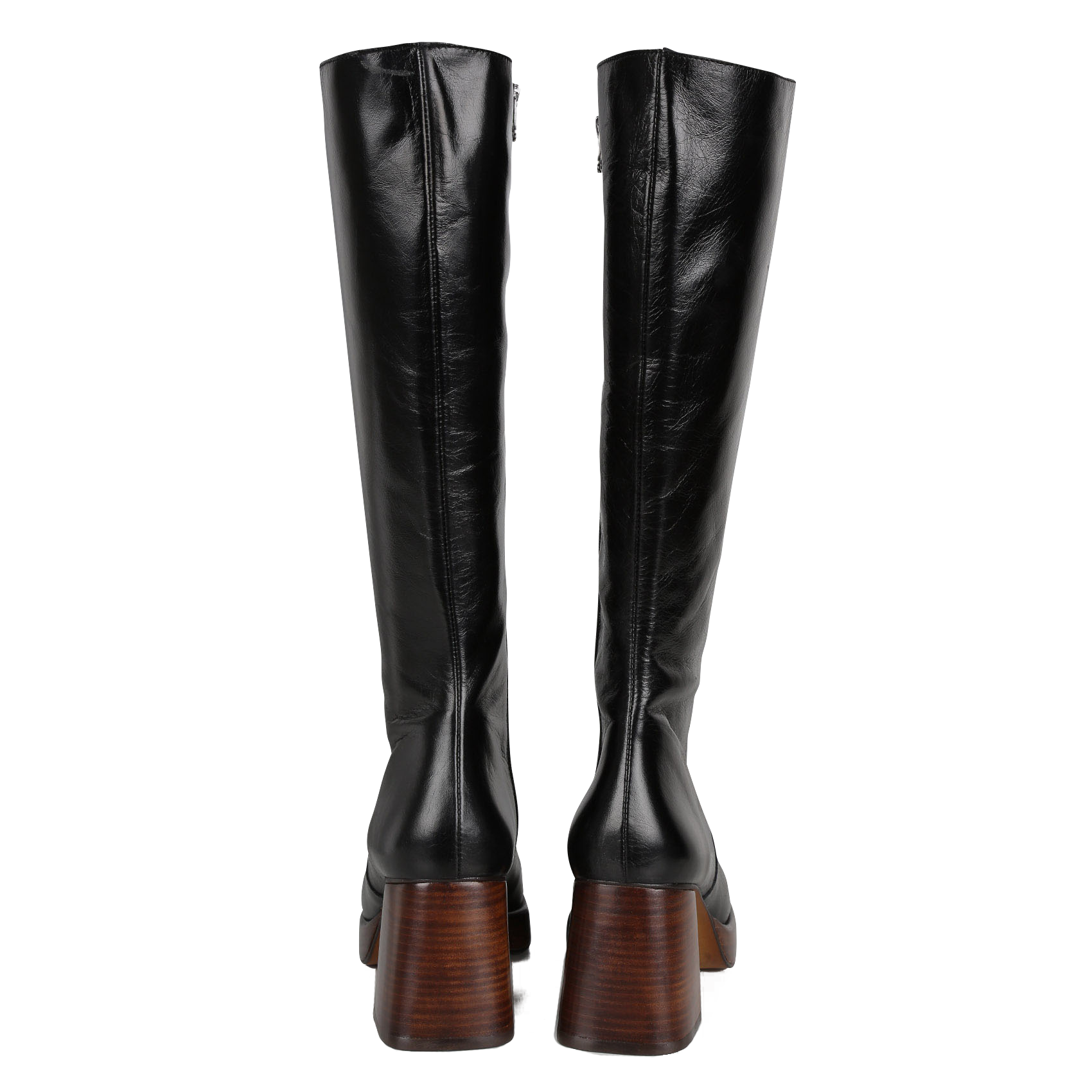 Bottes talons hauts bout carré en cuir betina JONAK Noir