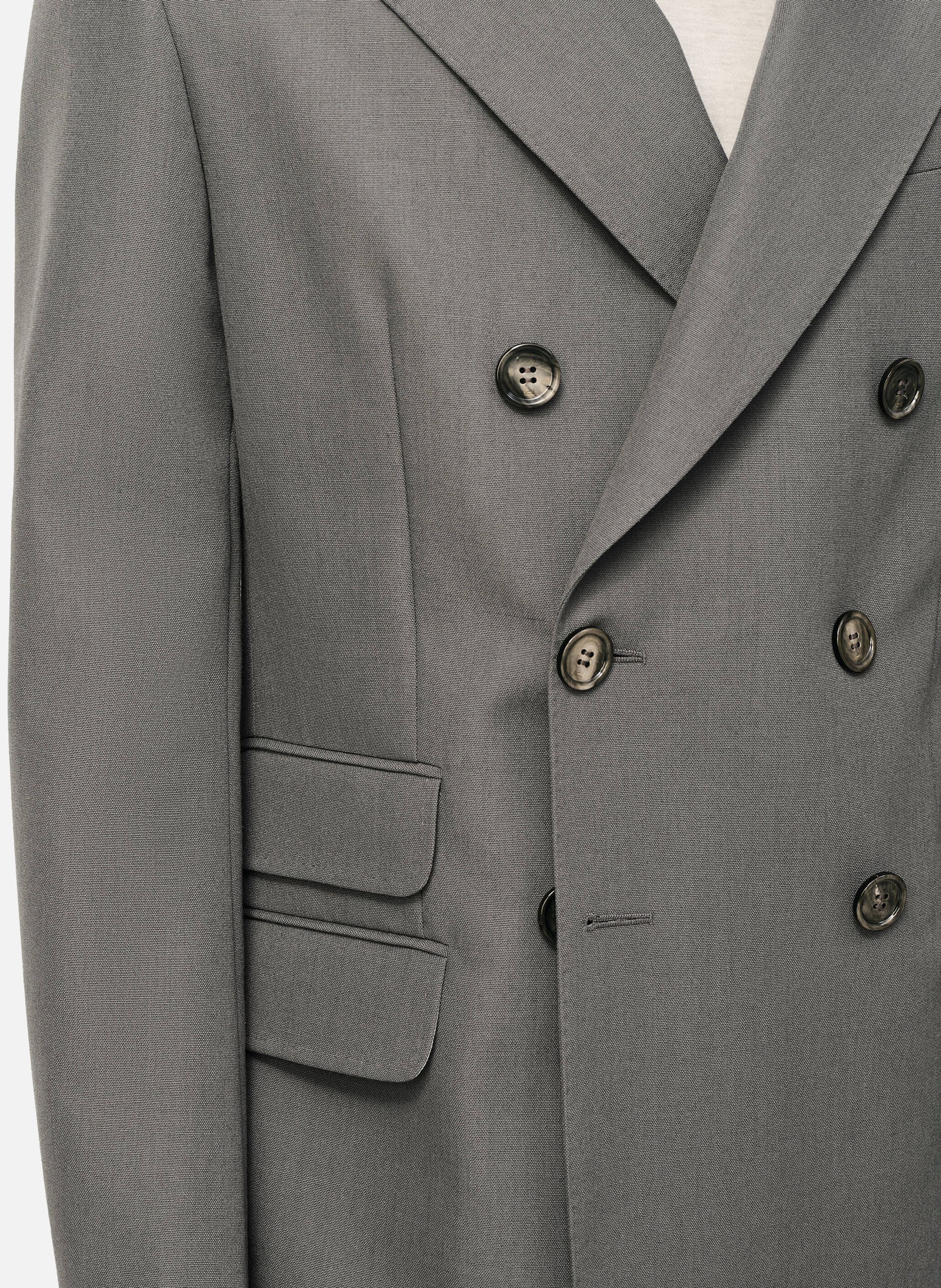 Veste droite double boutonnage en laine vierge AMI PARIS Gris