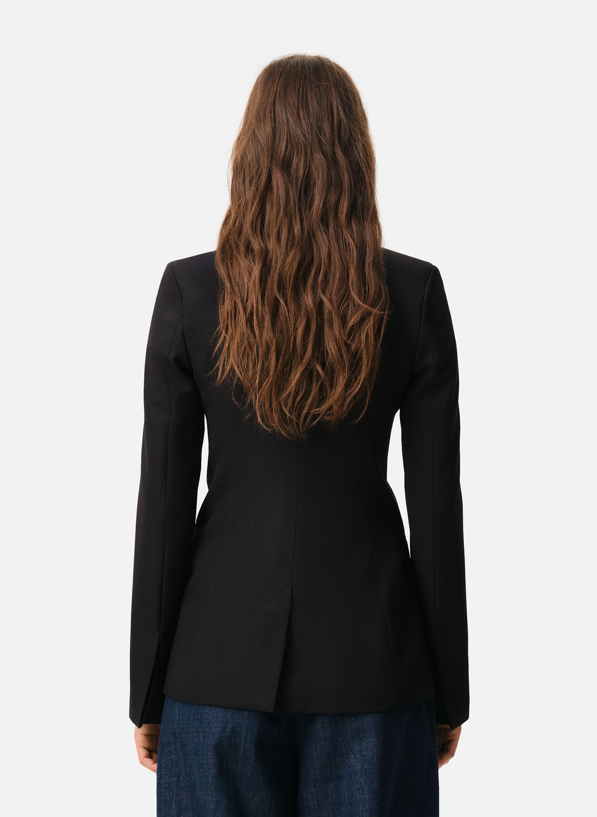 Veste cintrée simple boutonnage en laine vierge AMI PARIS Noir