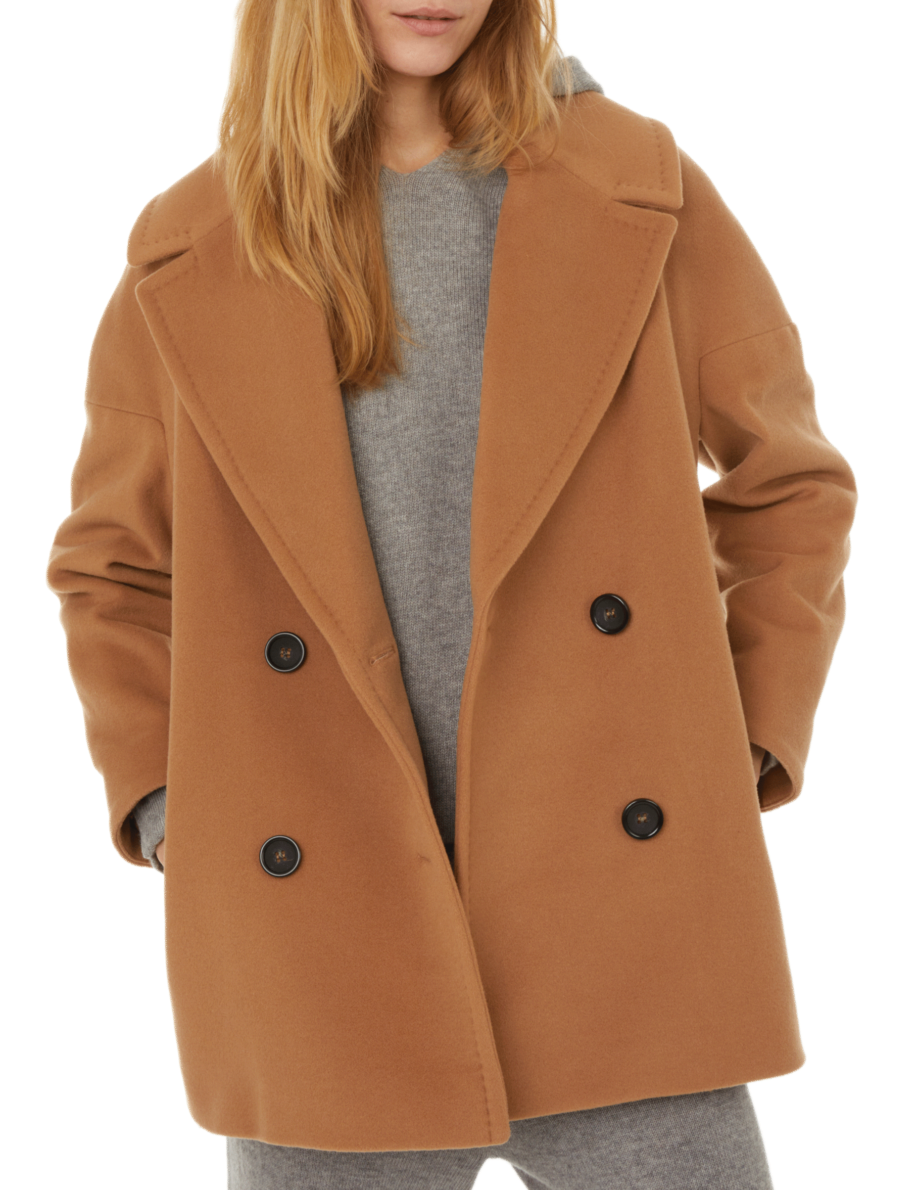 THE SOCIAL SUNDAY Short coat in blended cashmere Brown