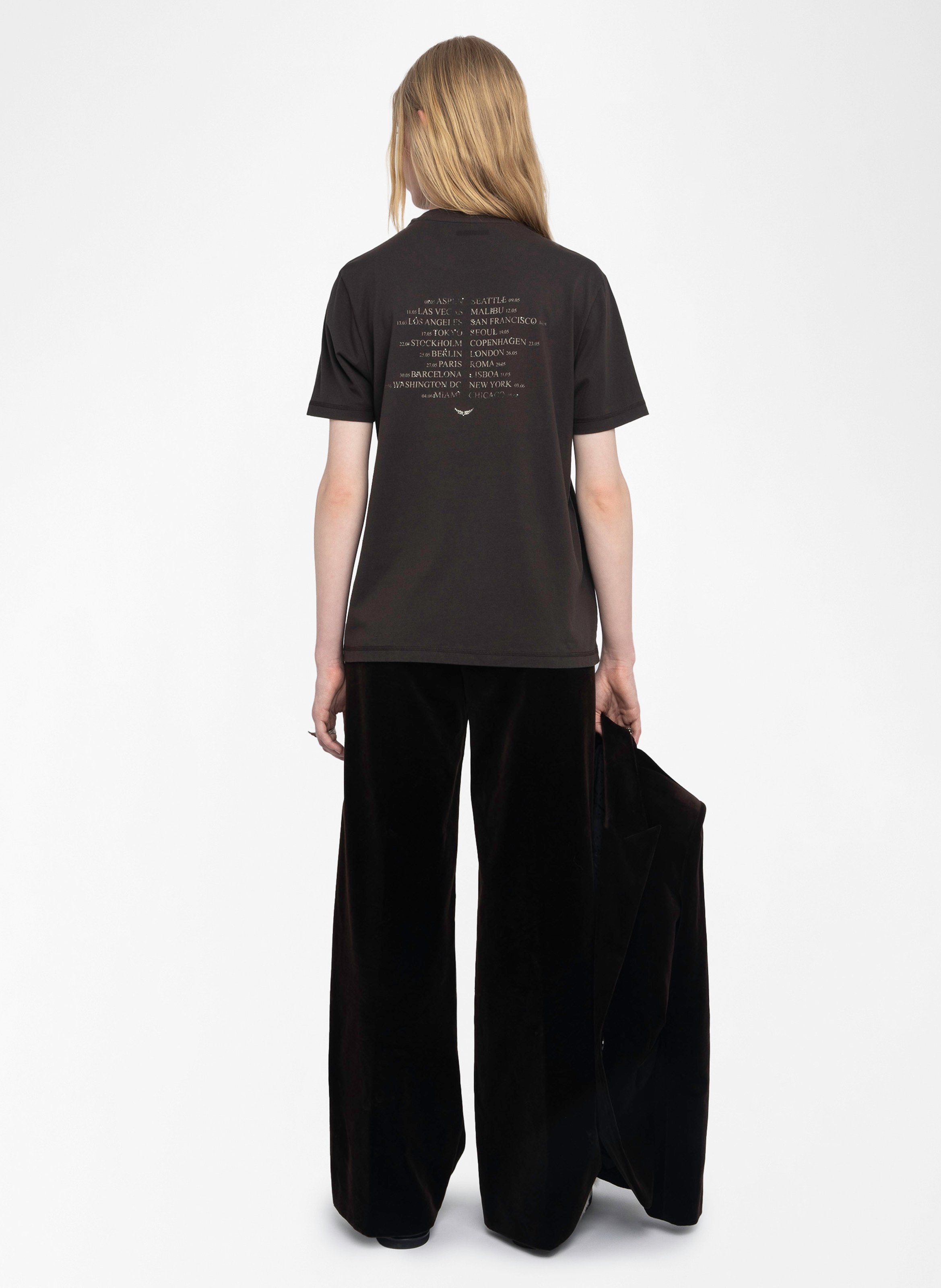 T-shirt oversize à motifs en coton edwin ZADIG&VOLTAIRE Marron