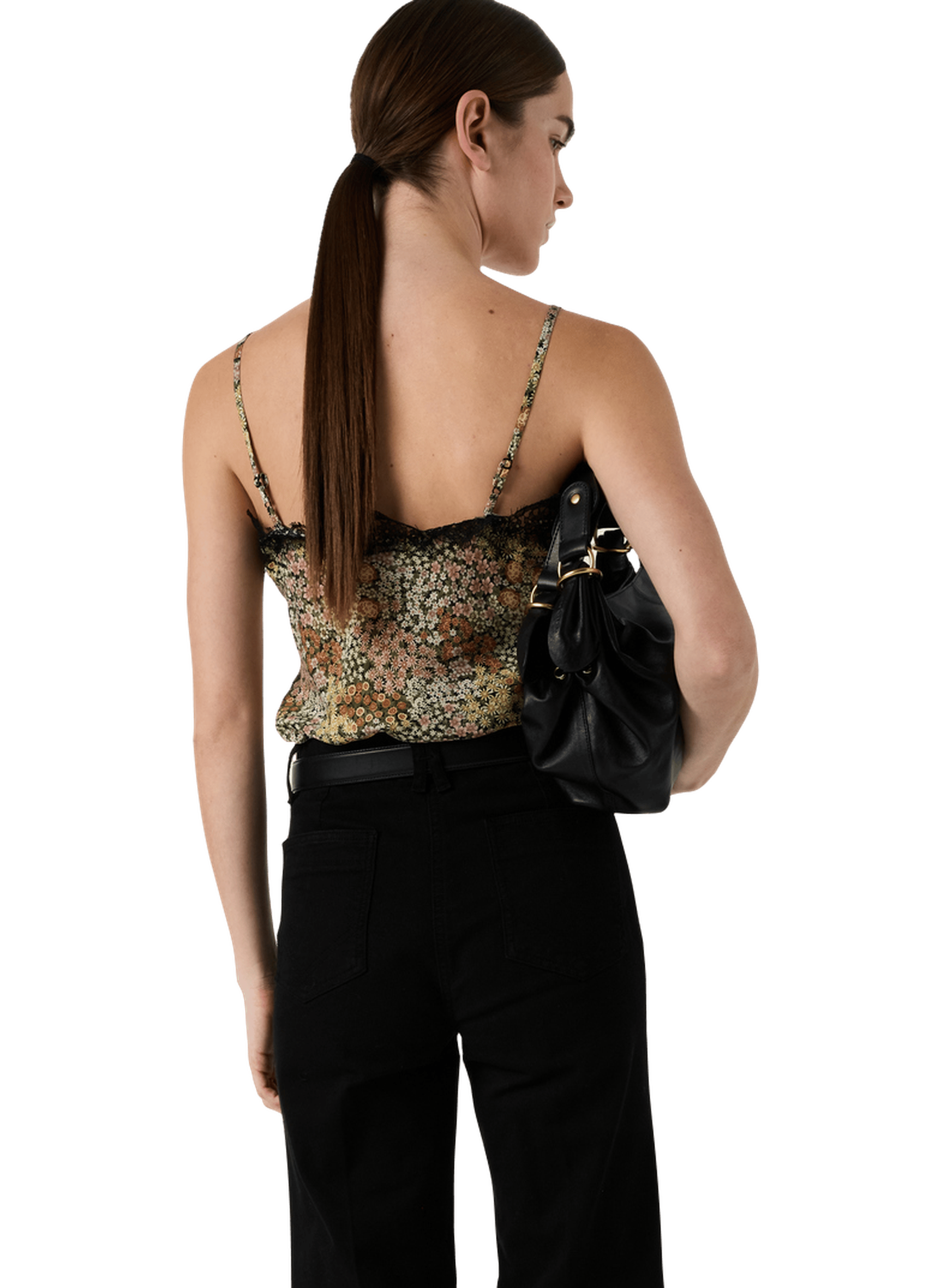 Top fleuri à fines bretelles et dentelle - chessa GERARD DAREL Rose