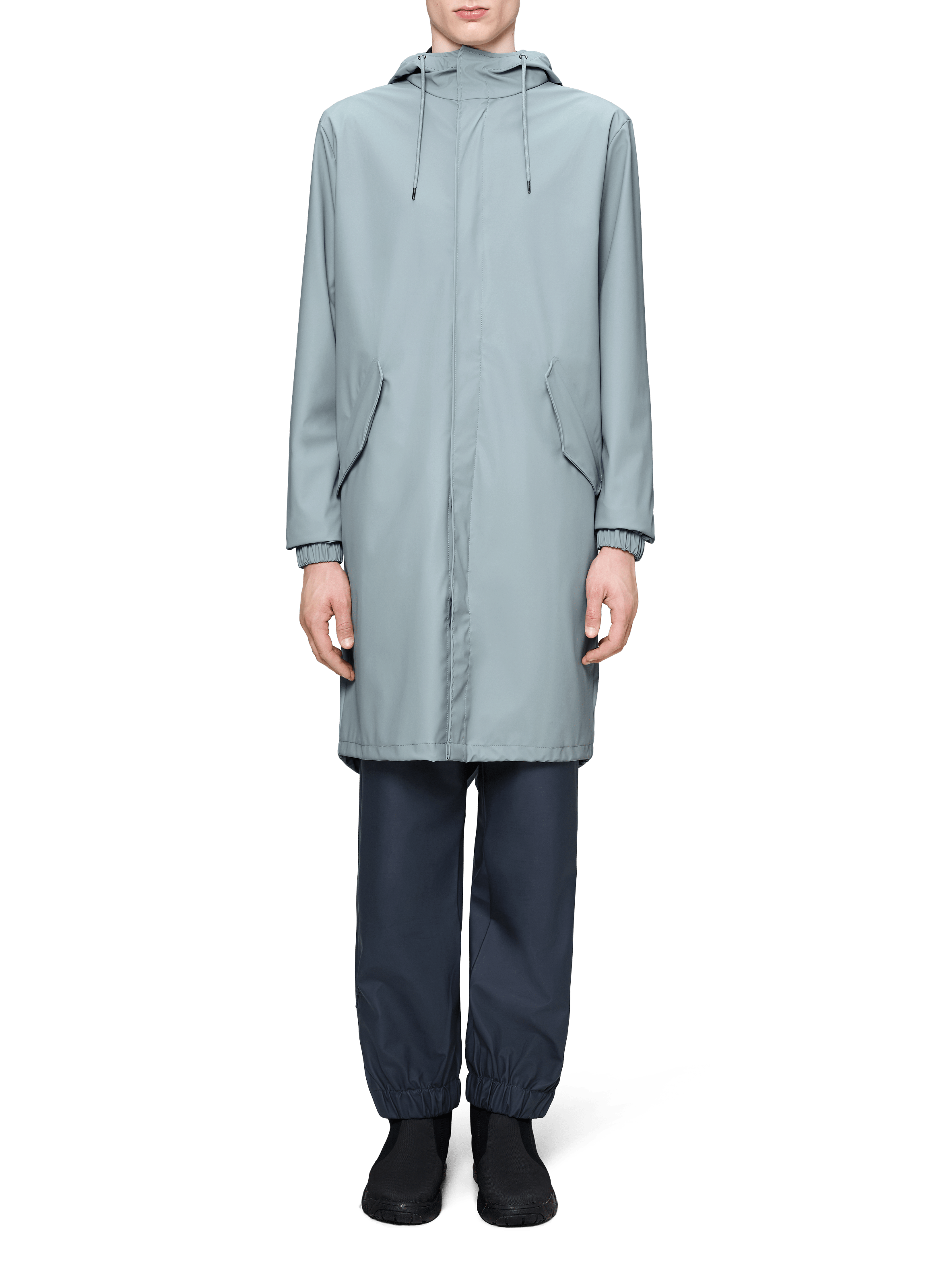 Imperméable uni à capuche RAINS Bleu
