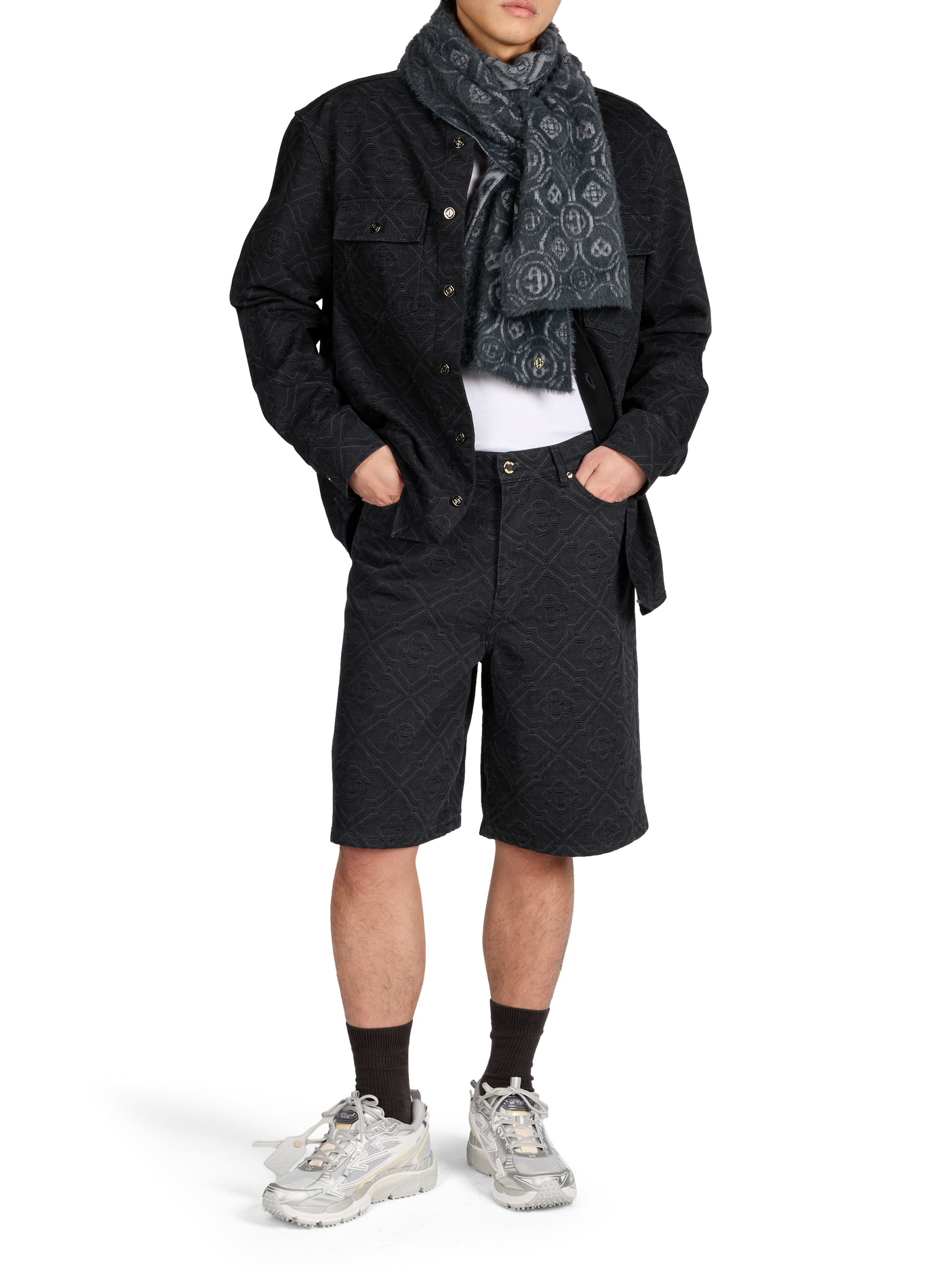 Monogram cotton denim shorts CASABLANCA PARIS Black