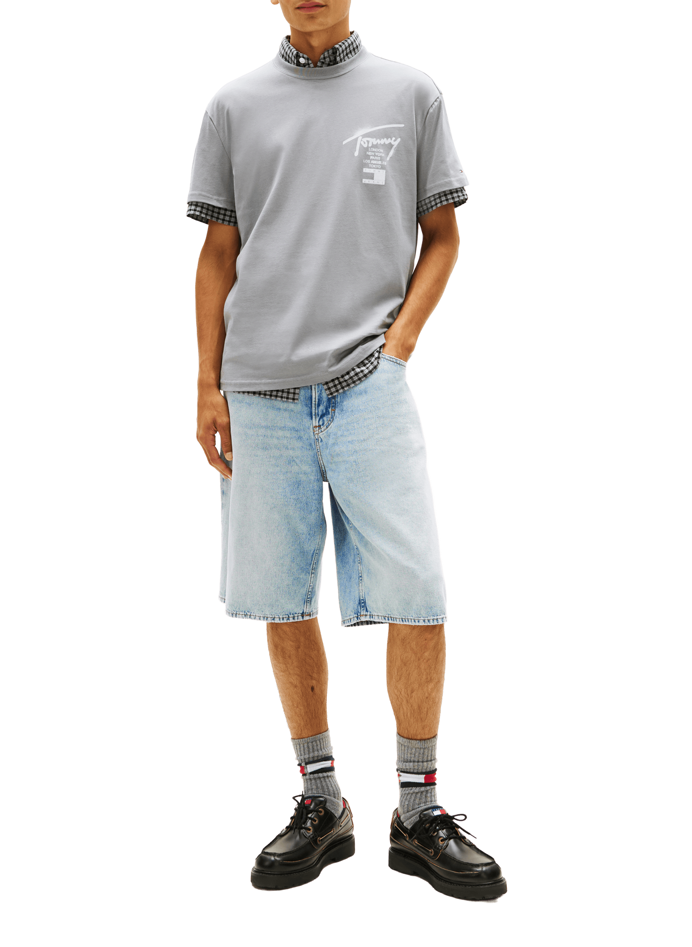 T-shirt imprimé en coton TOMMY HILFIGER Gris