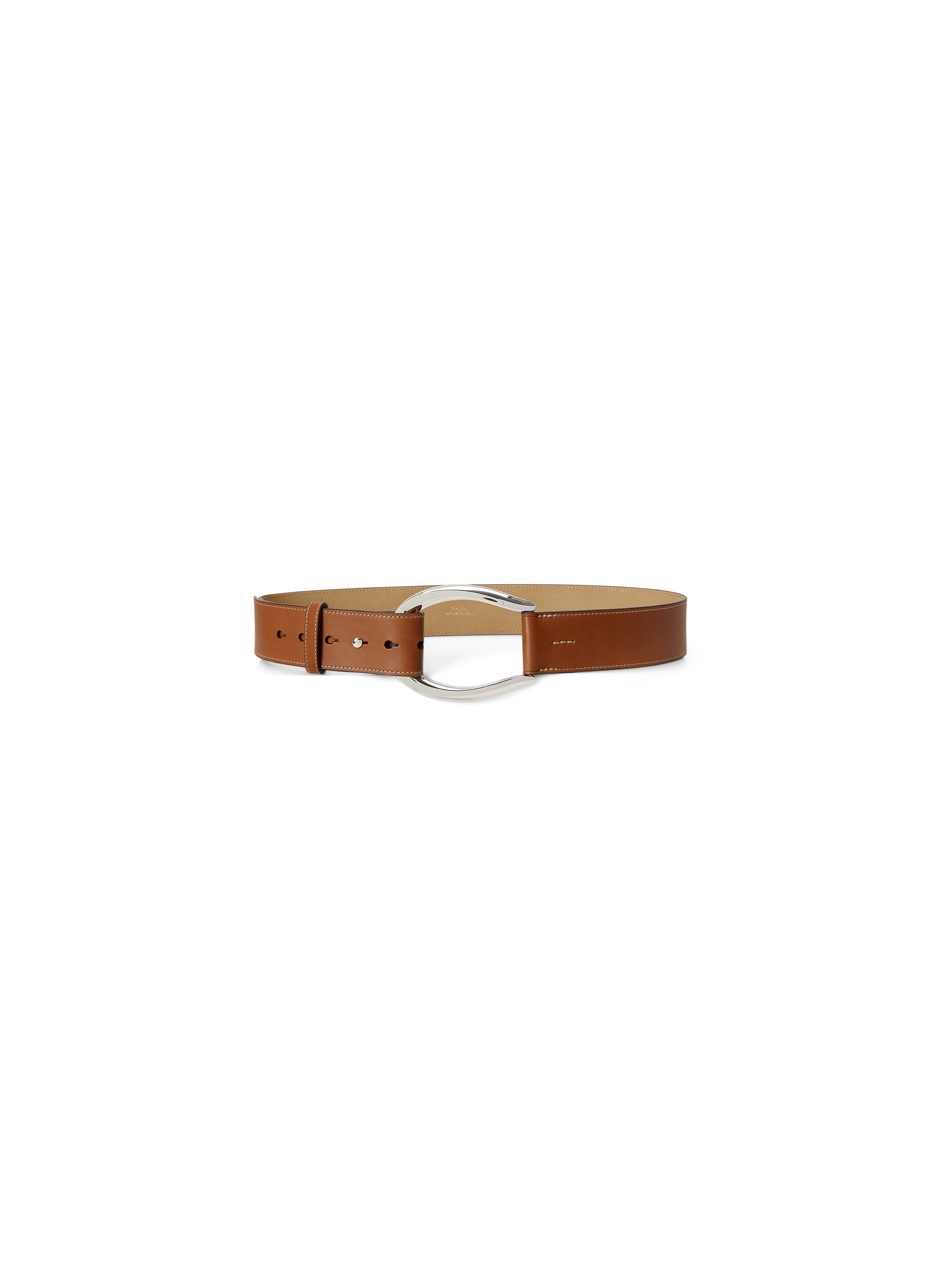 Adjustable belt with smooth leather buckle POLO RALPH LAUREN Brown