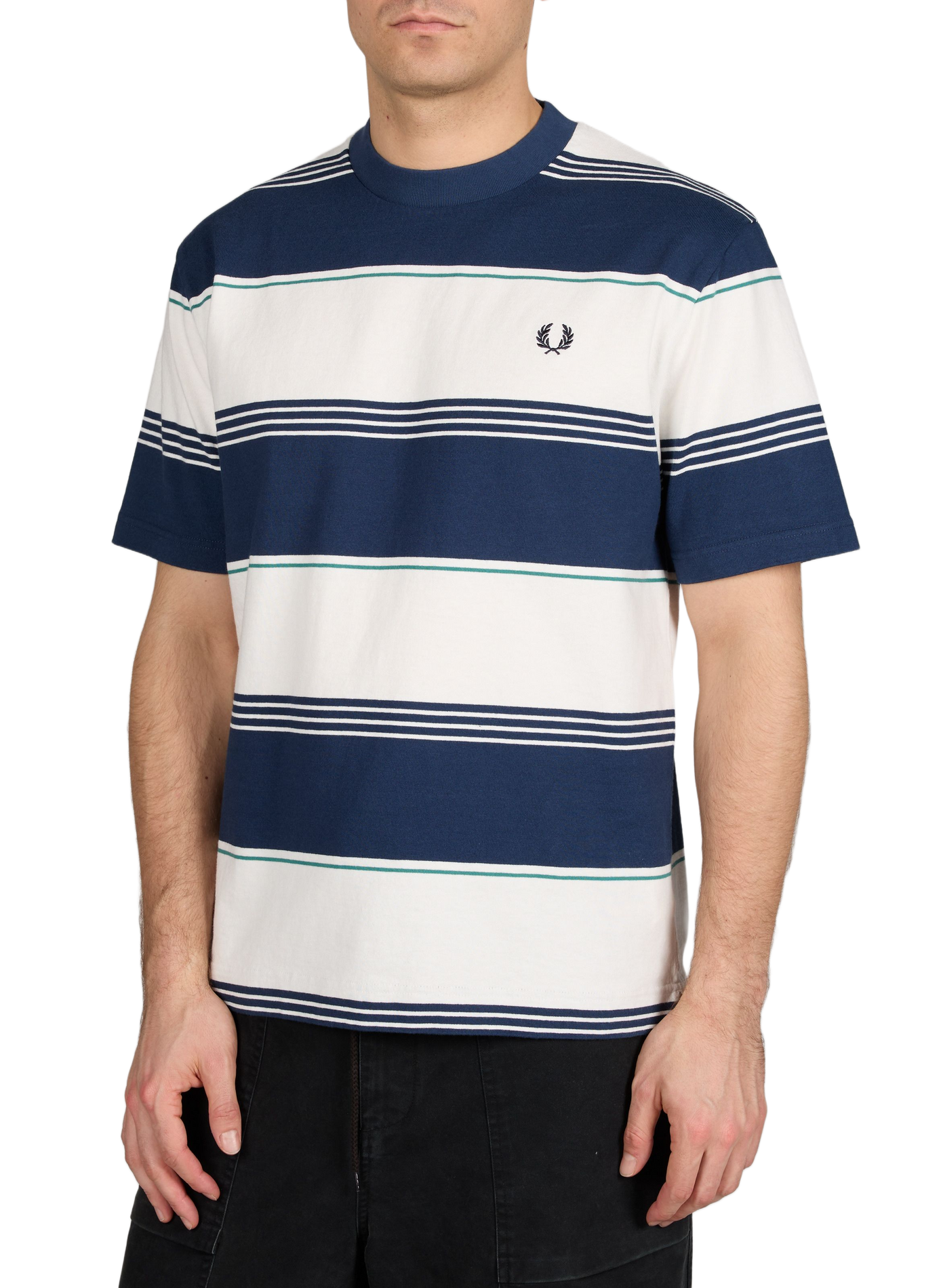 Striped logo cotton t-shirt FRED PERRY Green