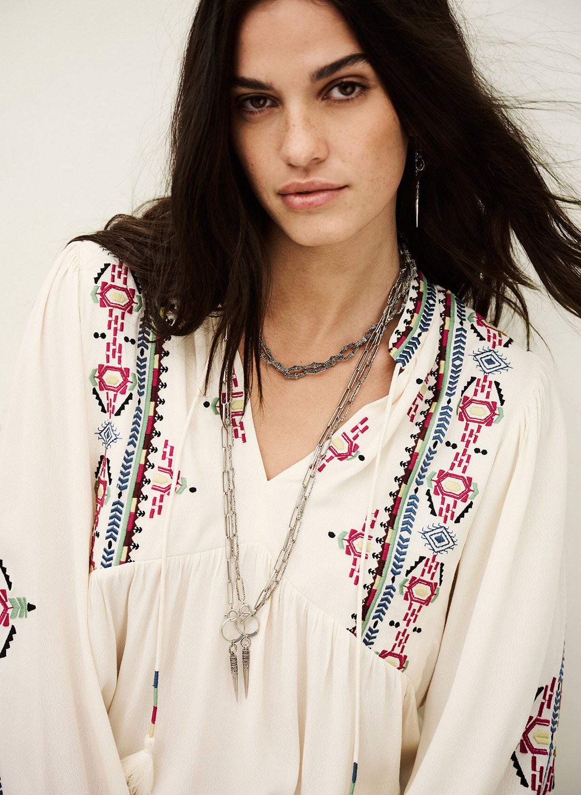 Blouse ample brodée tilt BA&SH Beige