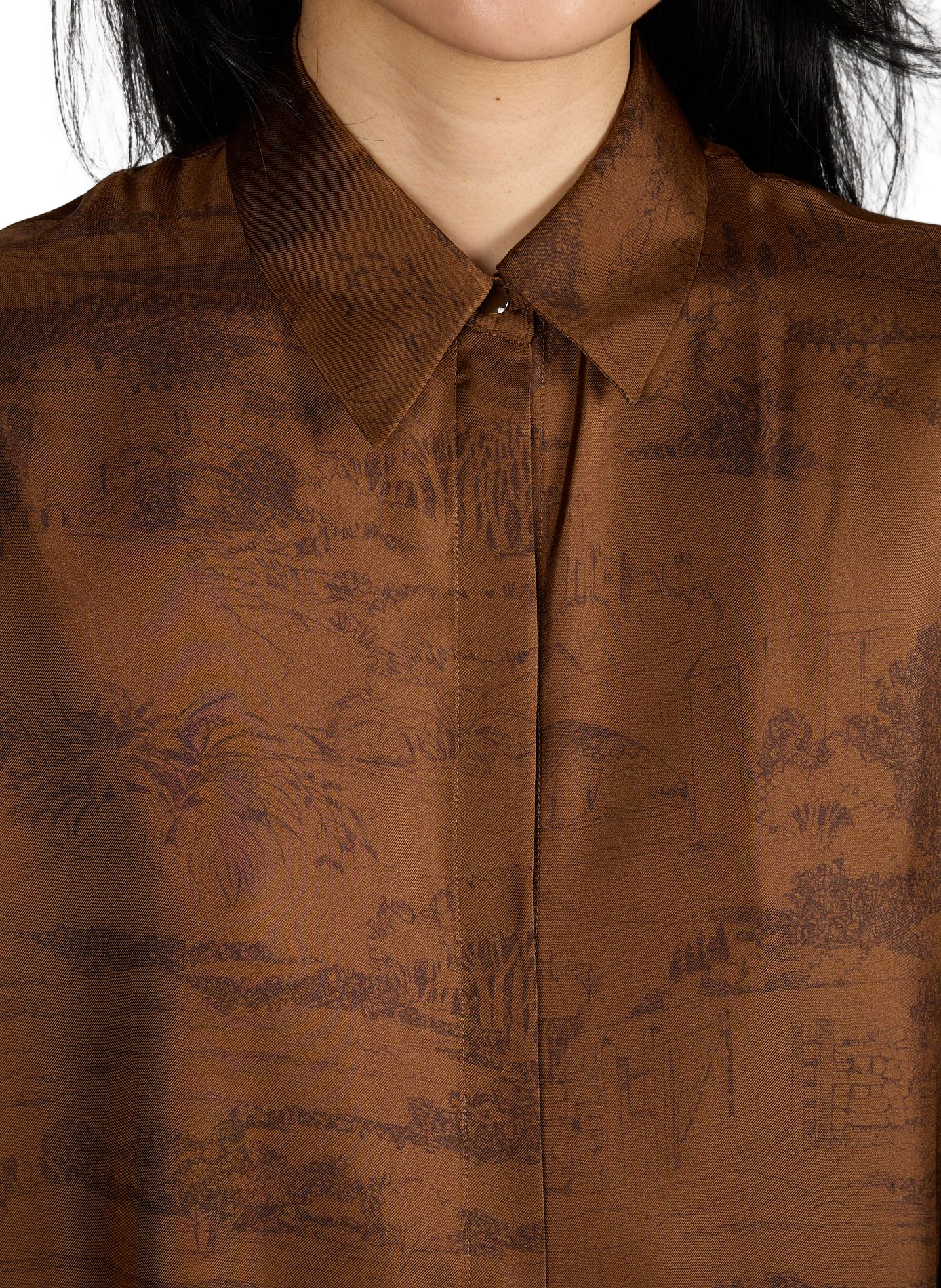 Robe satinée et imprimée en soie MAX MARA STUDIO Marron