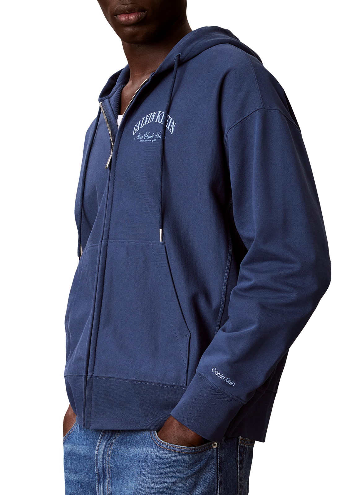 Sweatshirt zippé à capuche CALVIN KLEIN Bleu