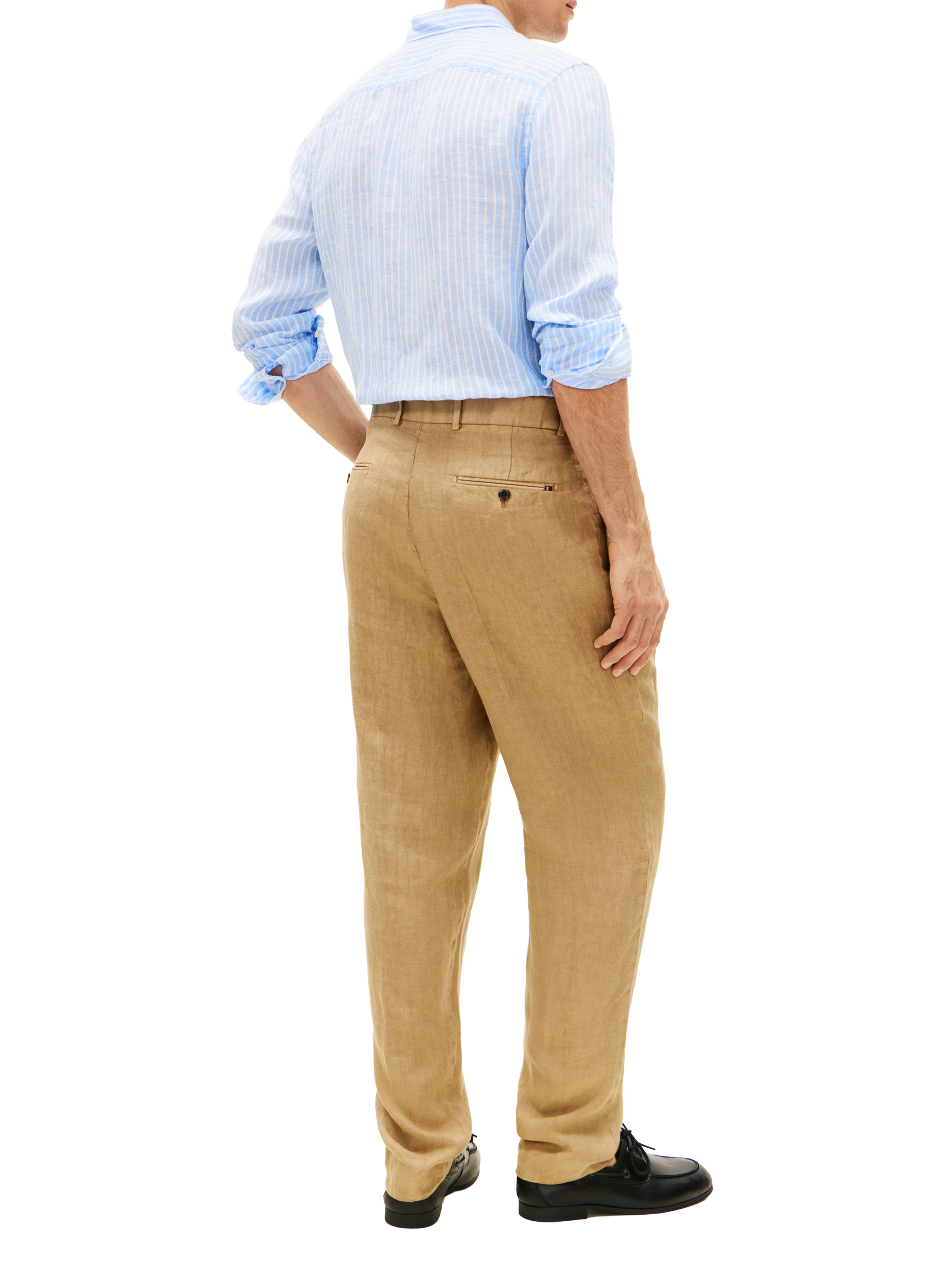 Pantalon chino New York Label en lin TOMMY HILFIGER Beige