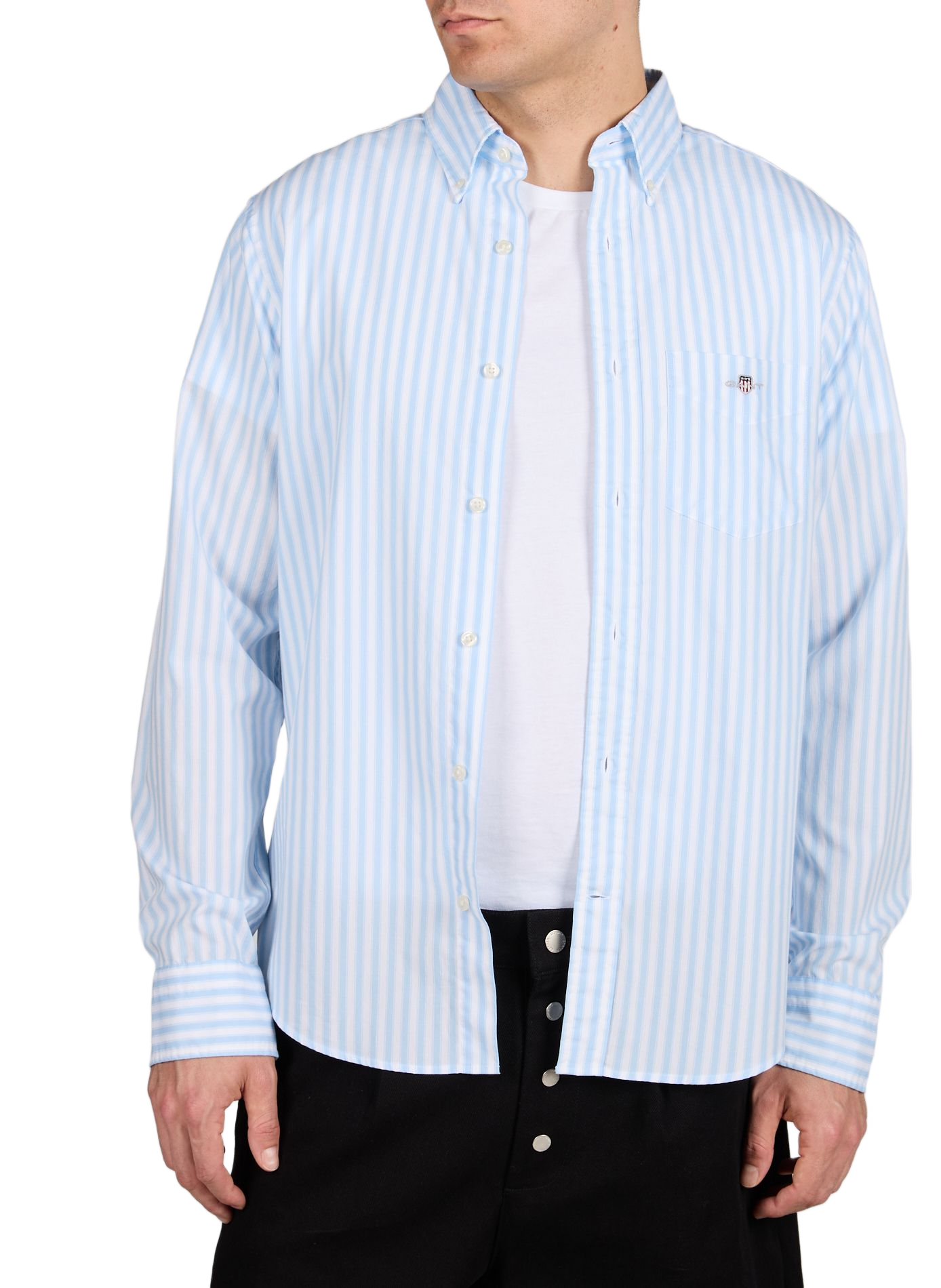 Chemise droite à rayures en coton  GANT Bleu