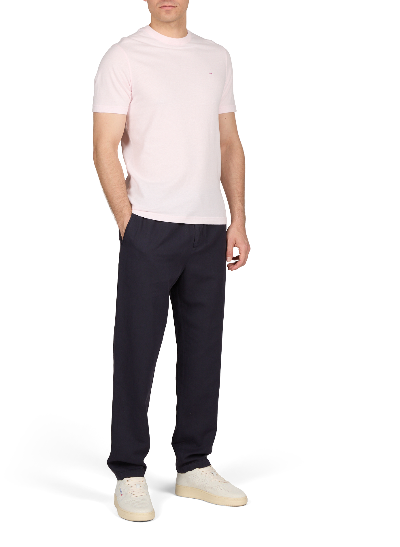 T-shirt à col rond en coton et lin EDEN PARK Rose