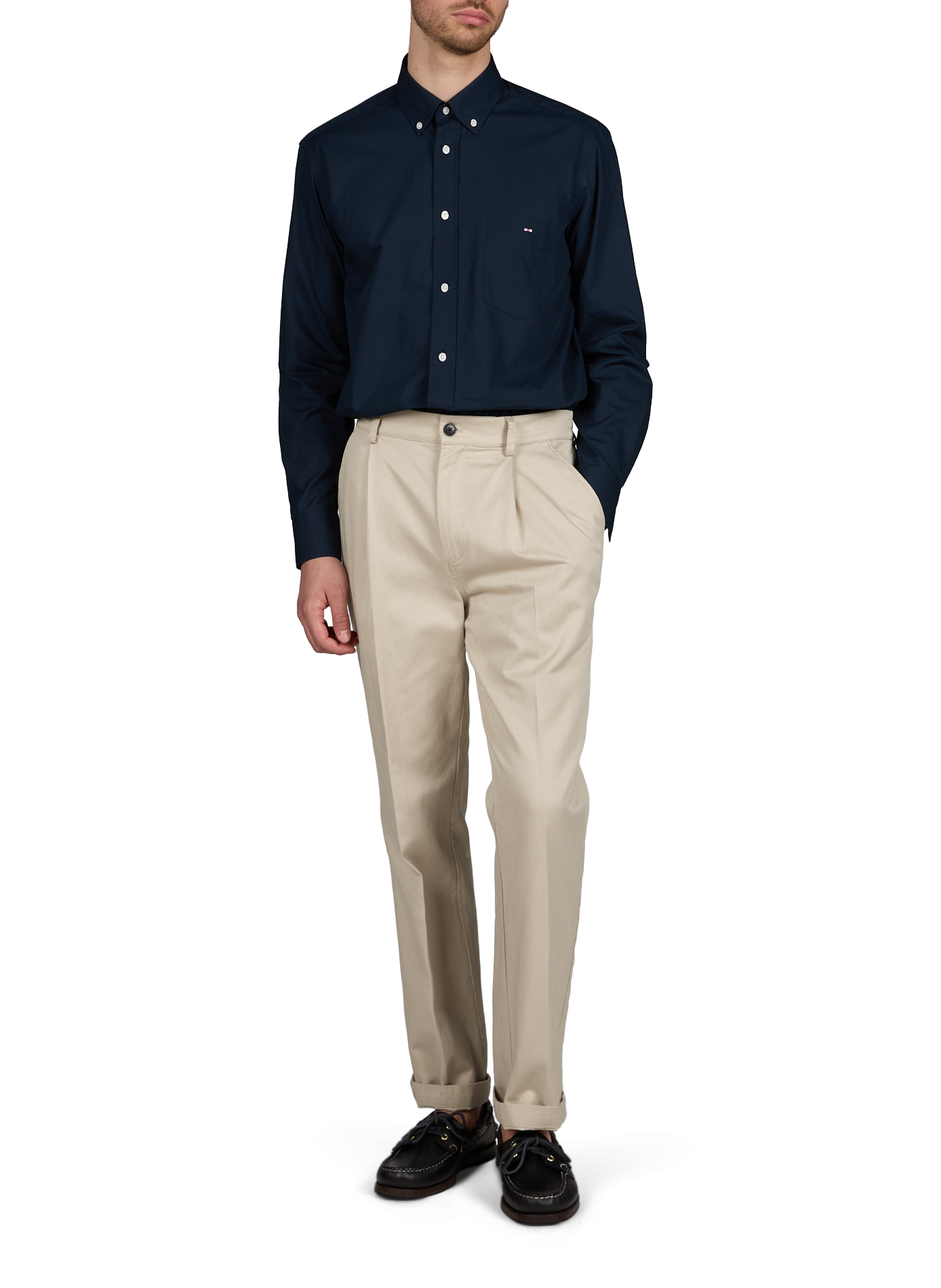 Chemise droite à poche en coton EDEN PARK Bleu