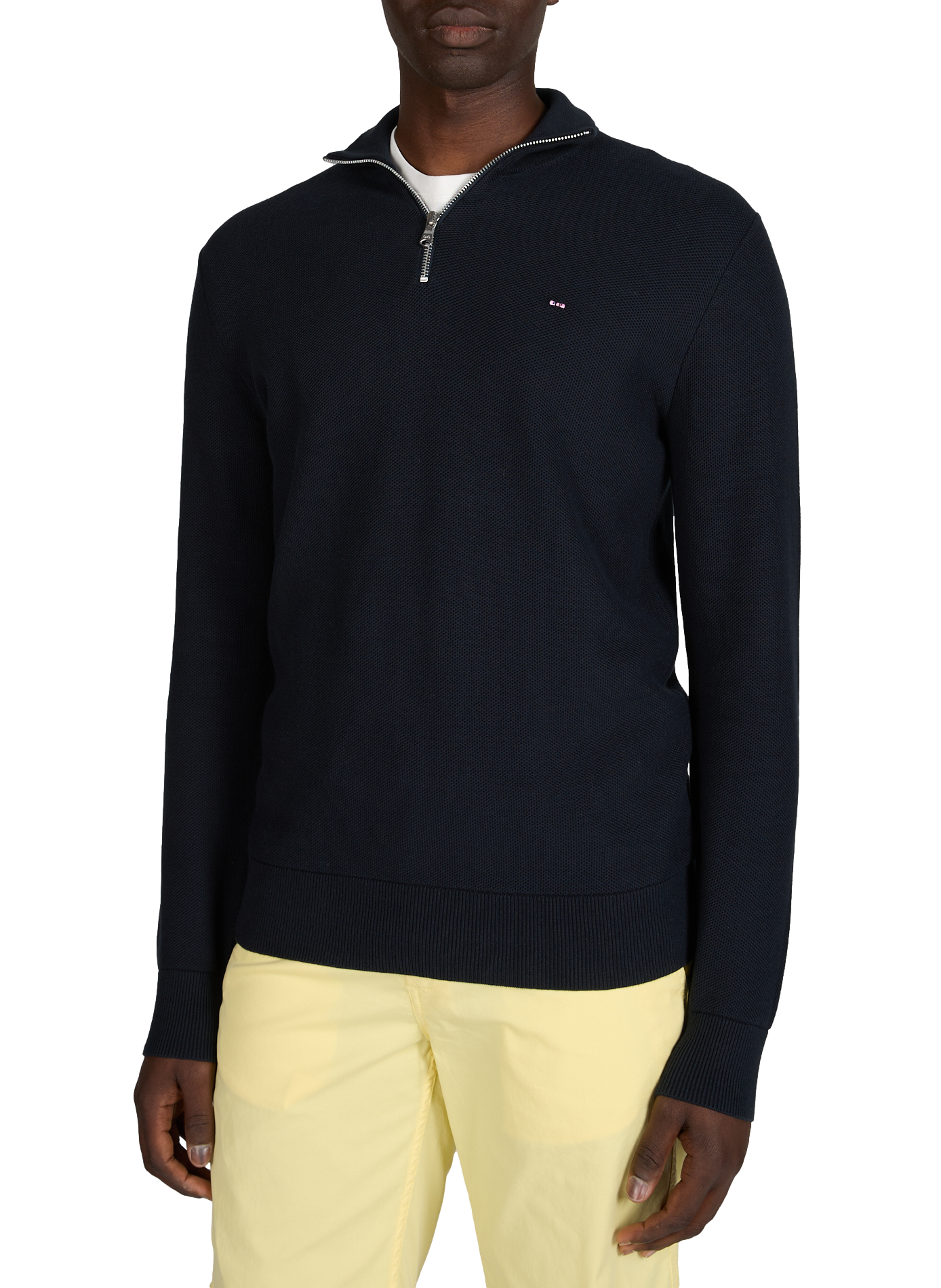 Pull col zip en coton EDEN PARK Bleu