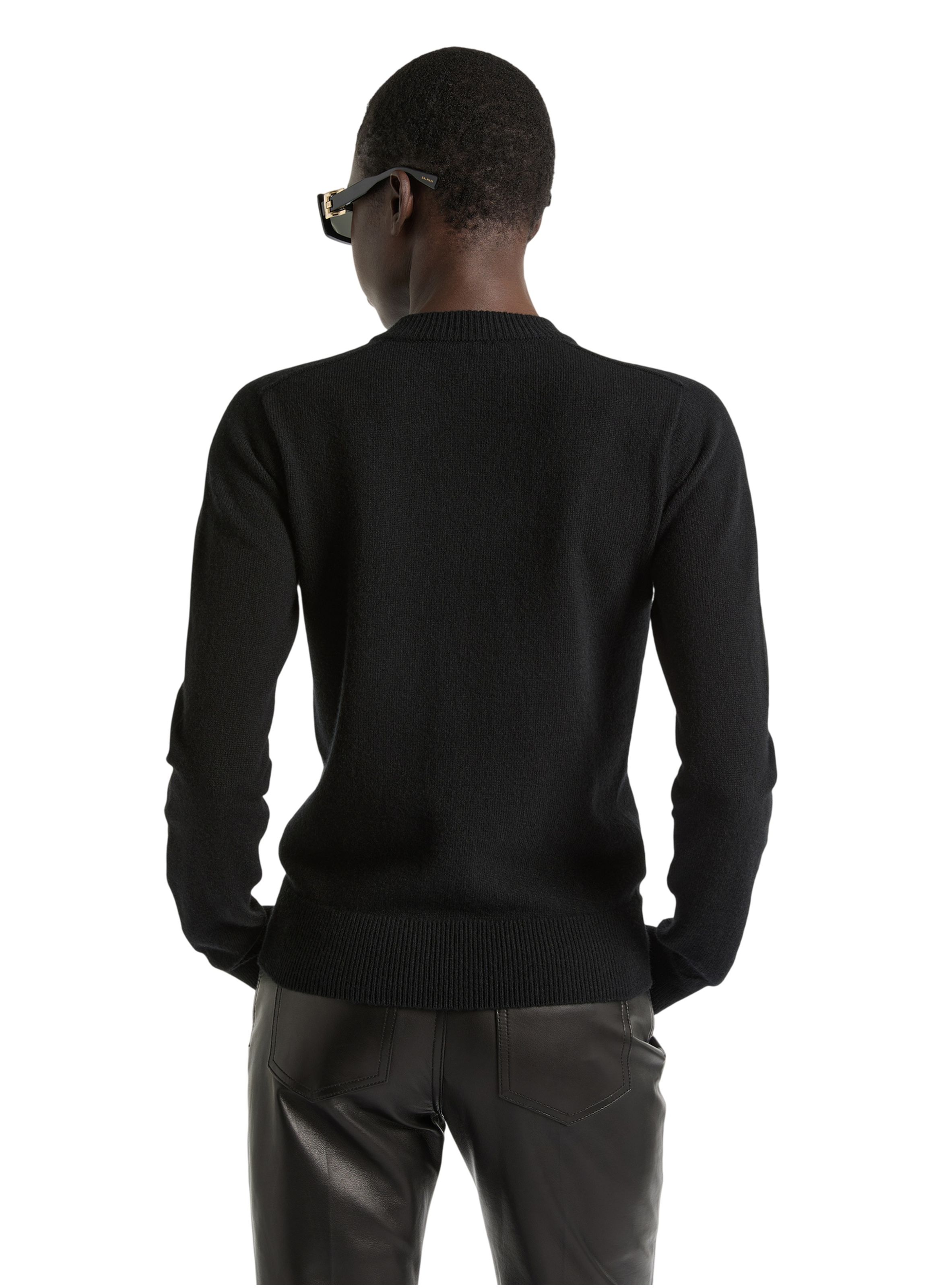 Cardigan en éco-cachemire BALMAIN Noir