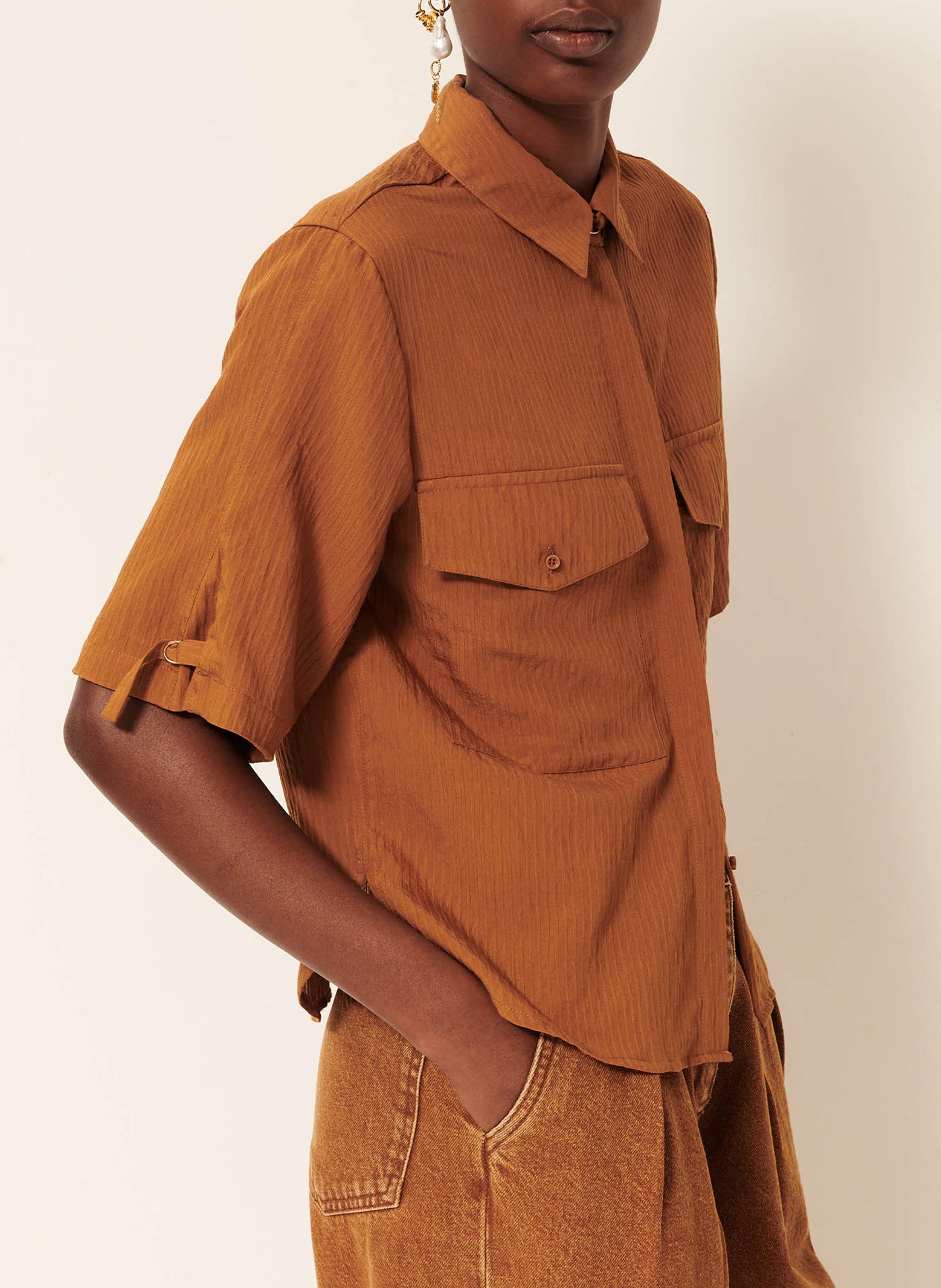 Chemise ample col classique simonin SESSUN Marron