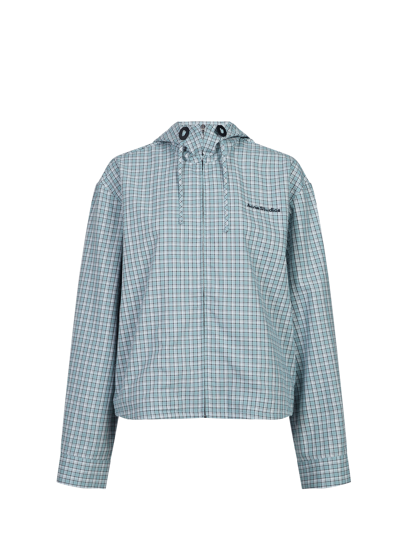 Giacca a quadri con cappuccio in cotone ACNE STUDIOS Blu