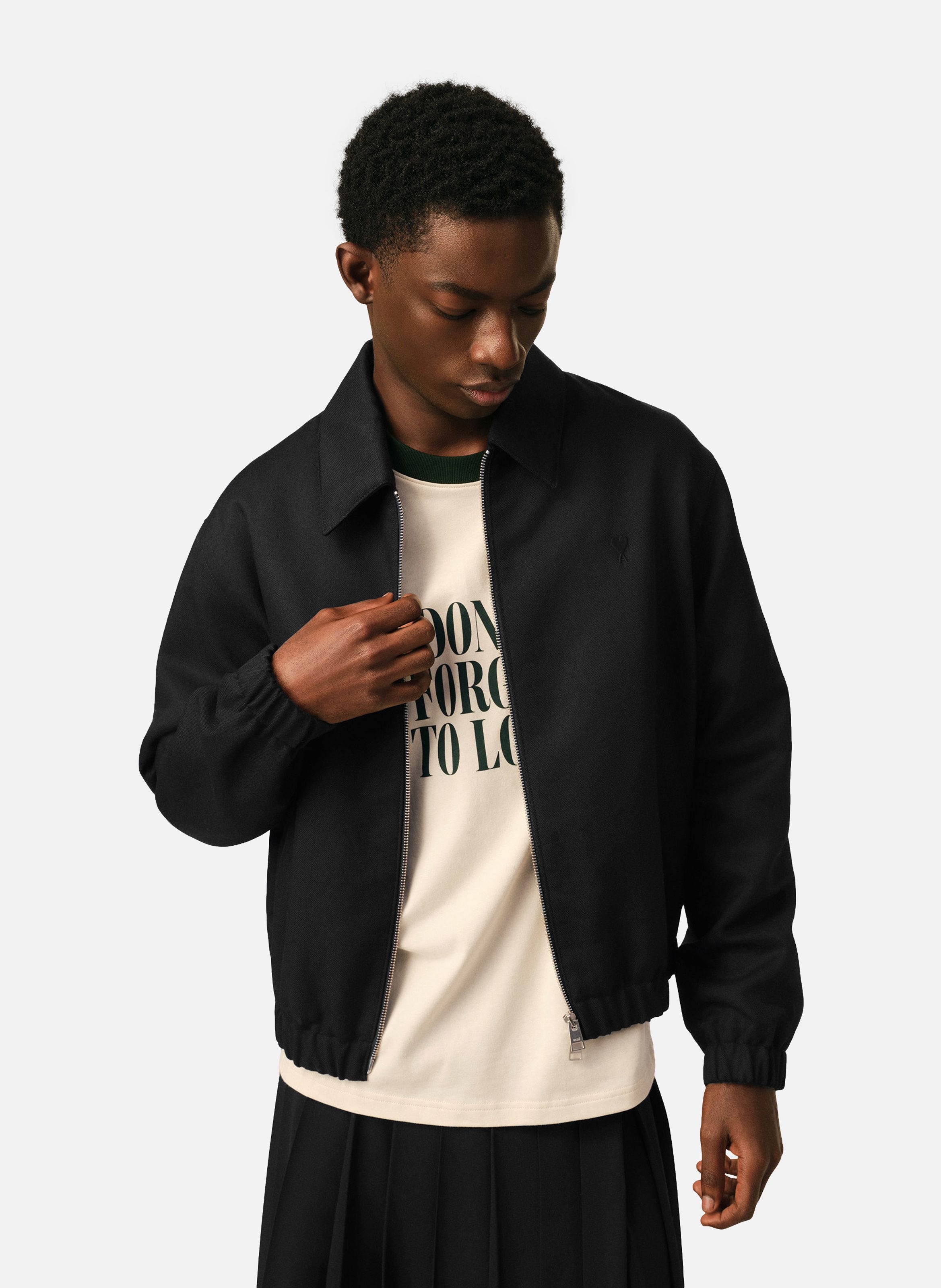 Blouson rembourré en laine ami de coeur AMI PARIS Noir