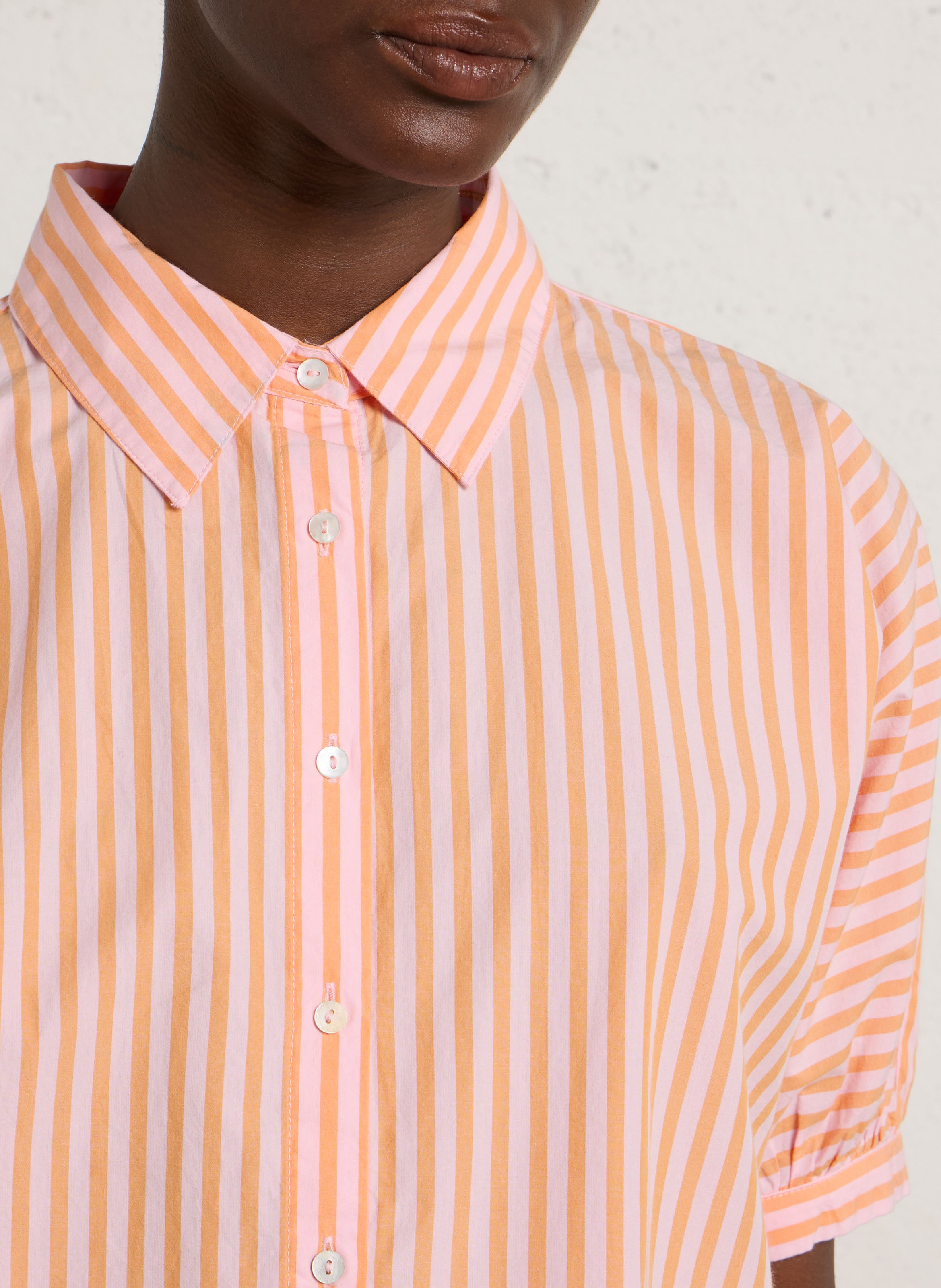 Chemise oversize col classique en coton rayé domenico MAISON 123 Orange