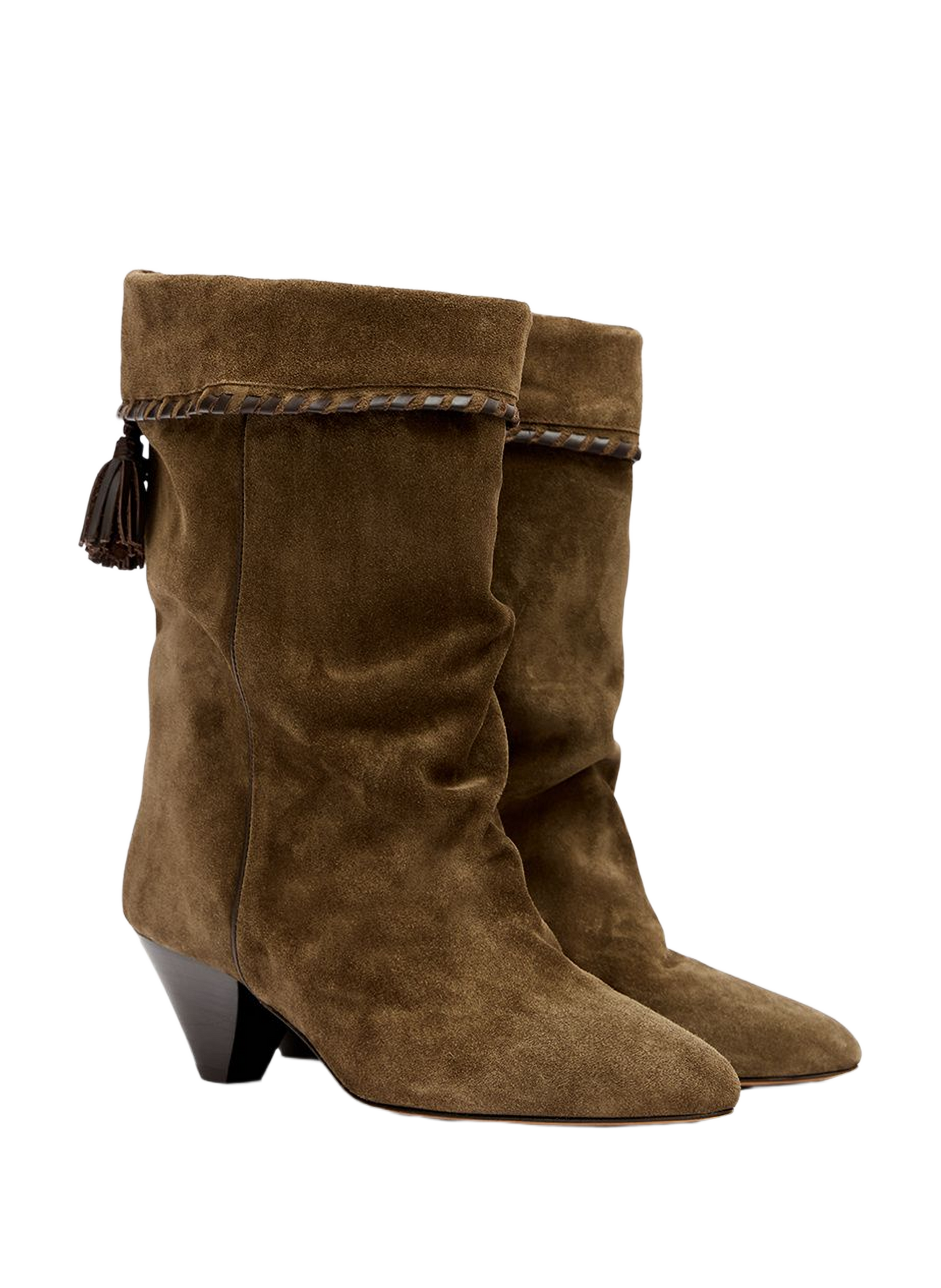 Gekräuselte Dalby Stiefel aus Veloursleder vom Kalb ISABEL MARANT Braun