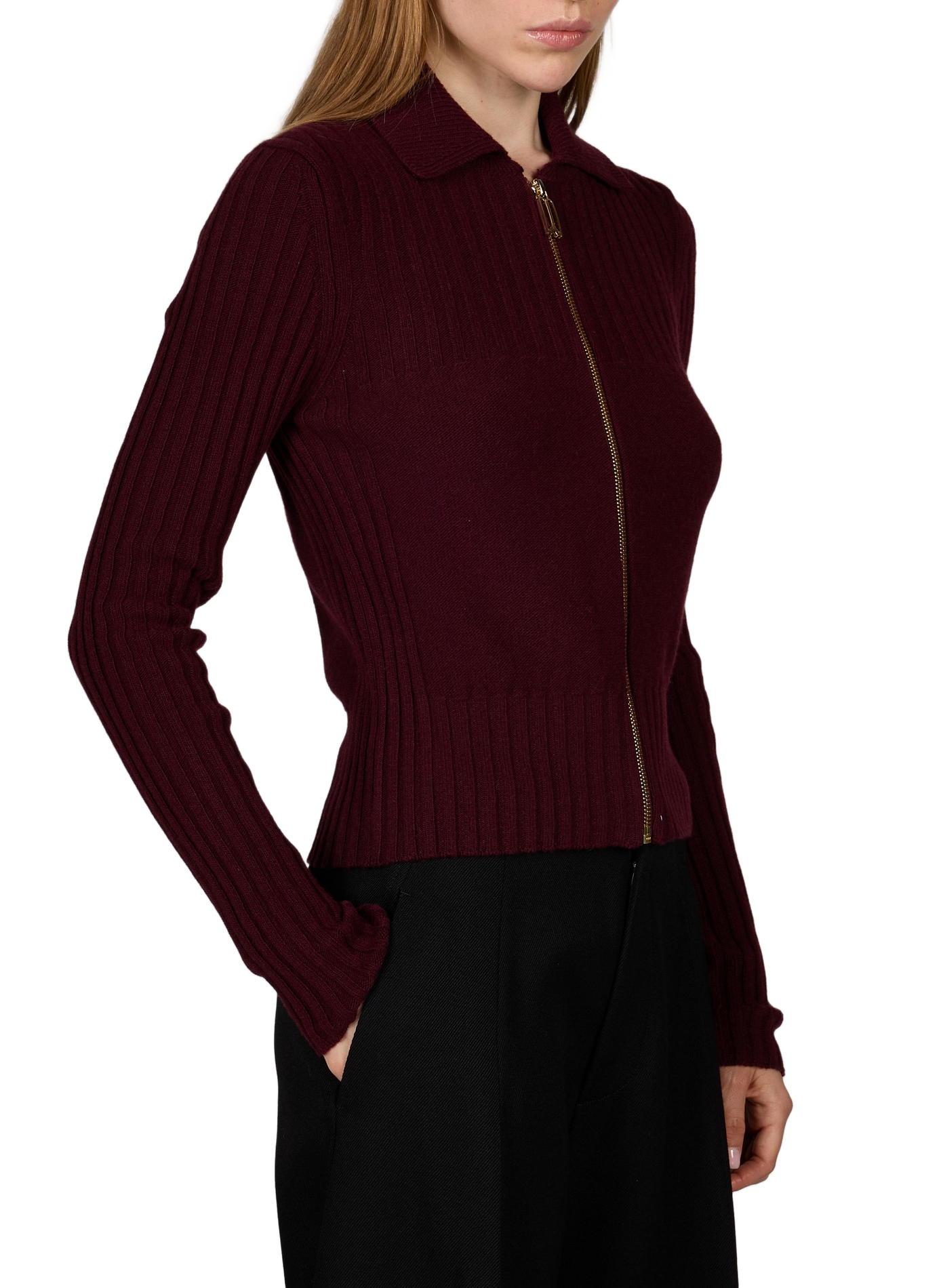 Zip-up wool blend sweater VICTORIA BECKHAM Red