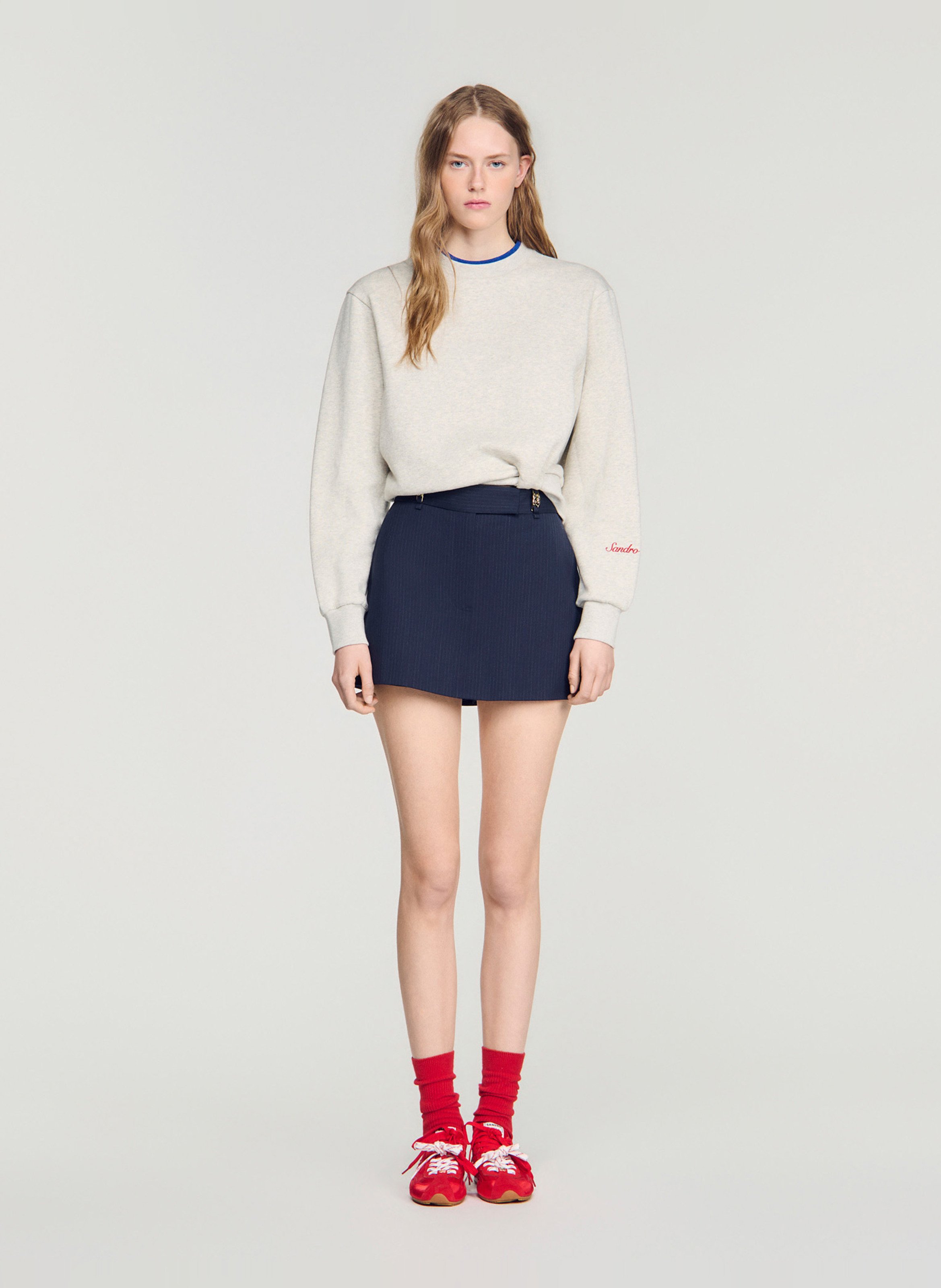 Short jupe en laine mélangée SANDRO Bleu