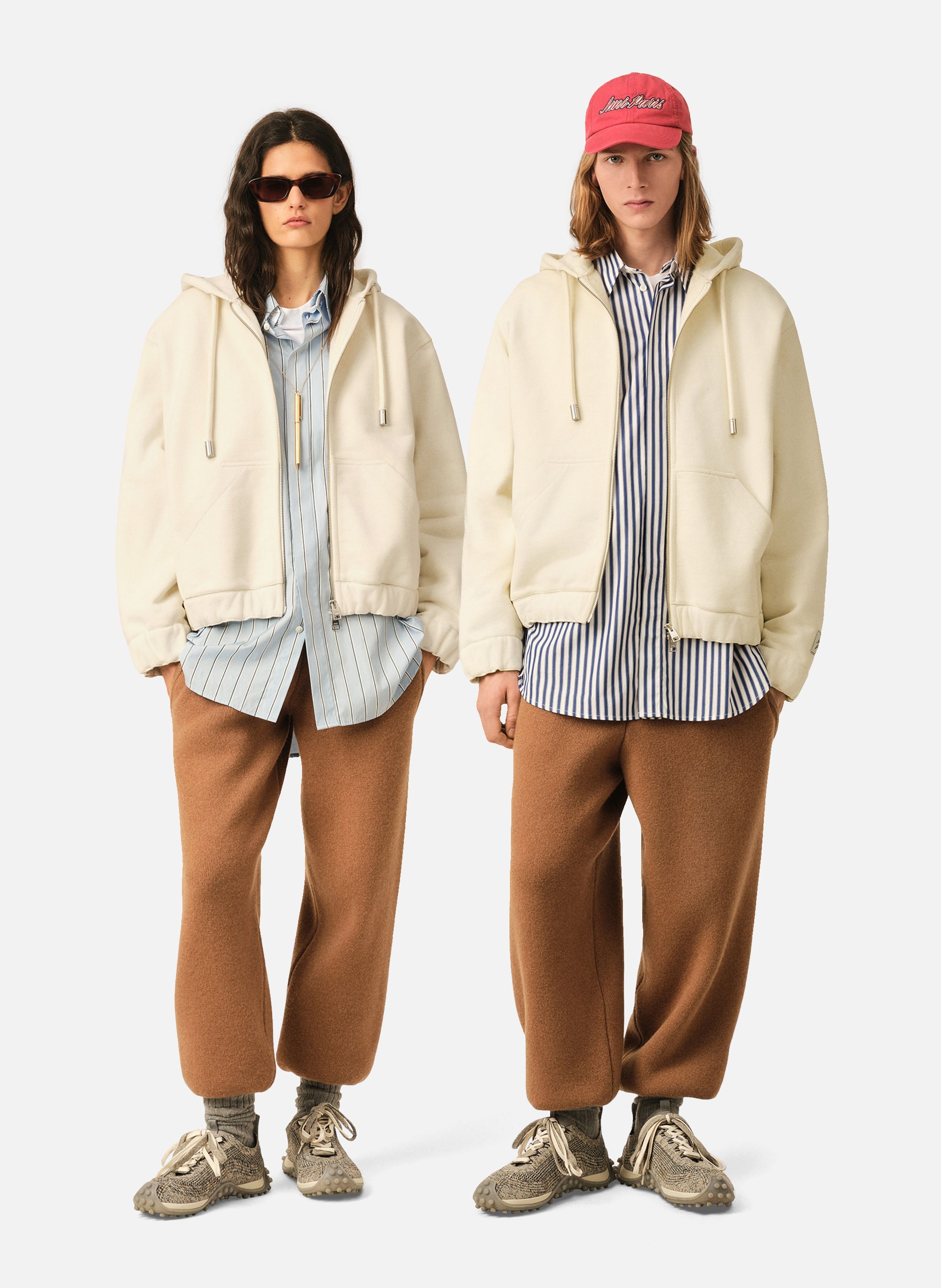 Hoodie zippé unisexe en coton étiquette héritage ami paris AMI PARIS Blanc