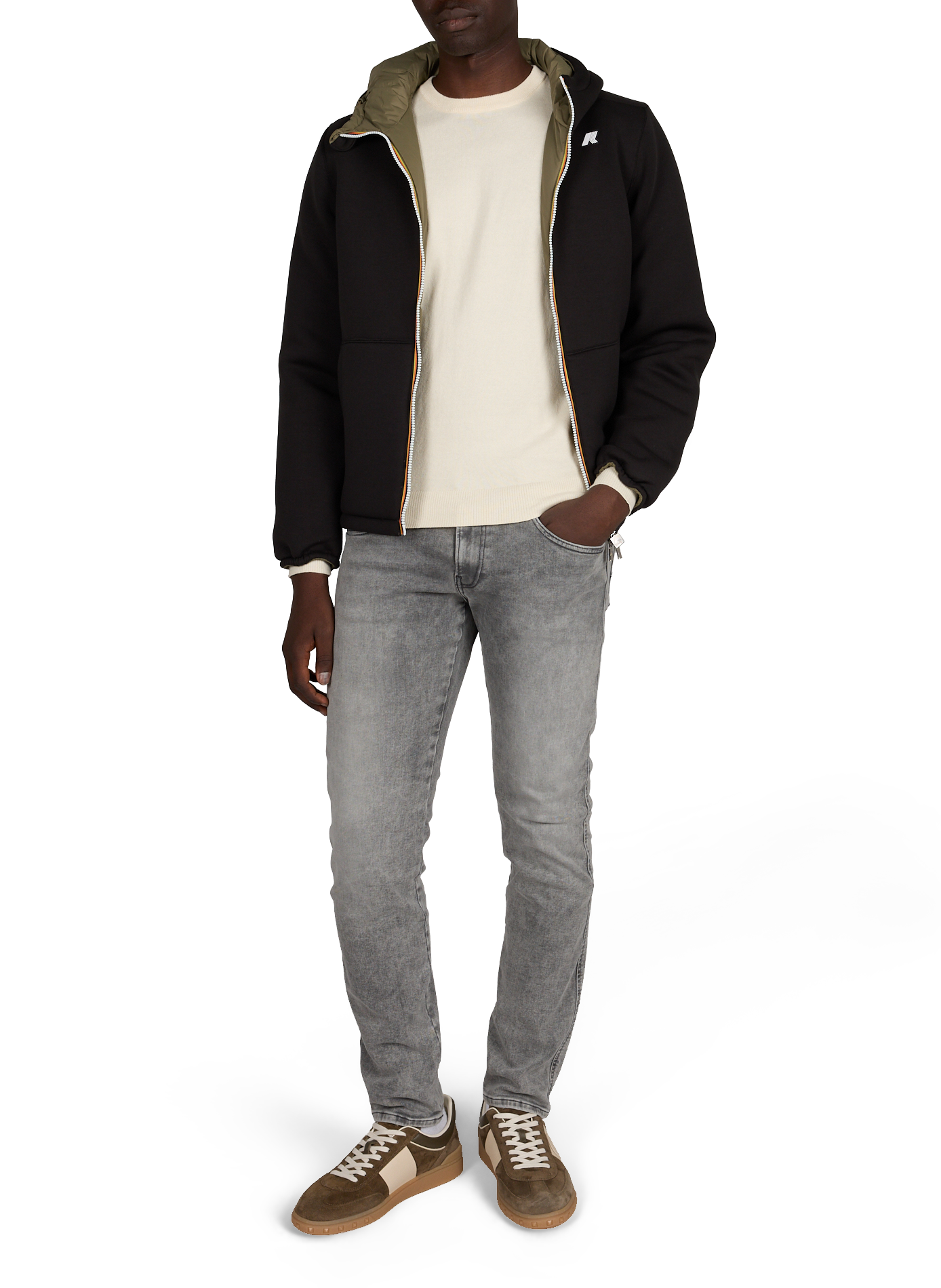 Straight fit round neck sweater in cotton and cashmere REPLAY Beige