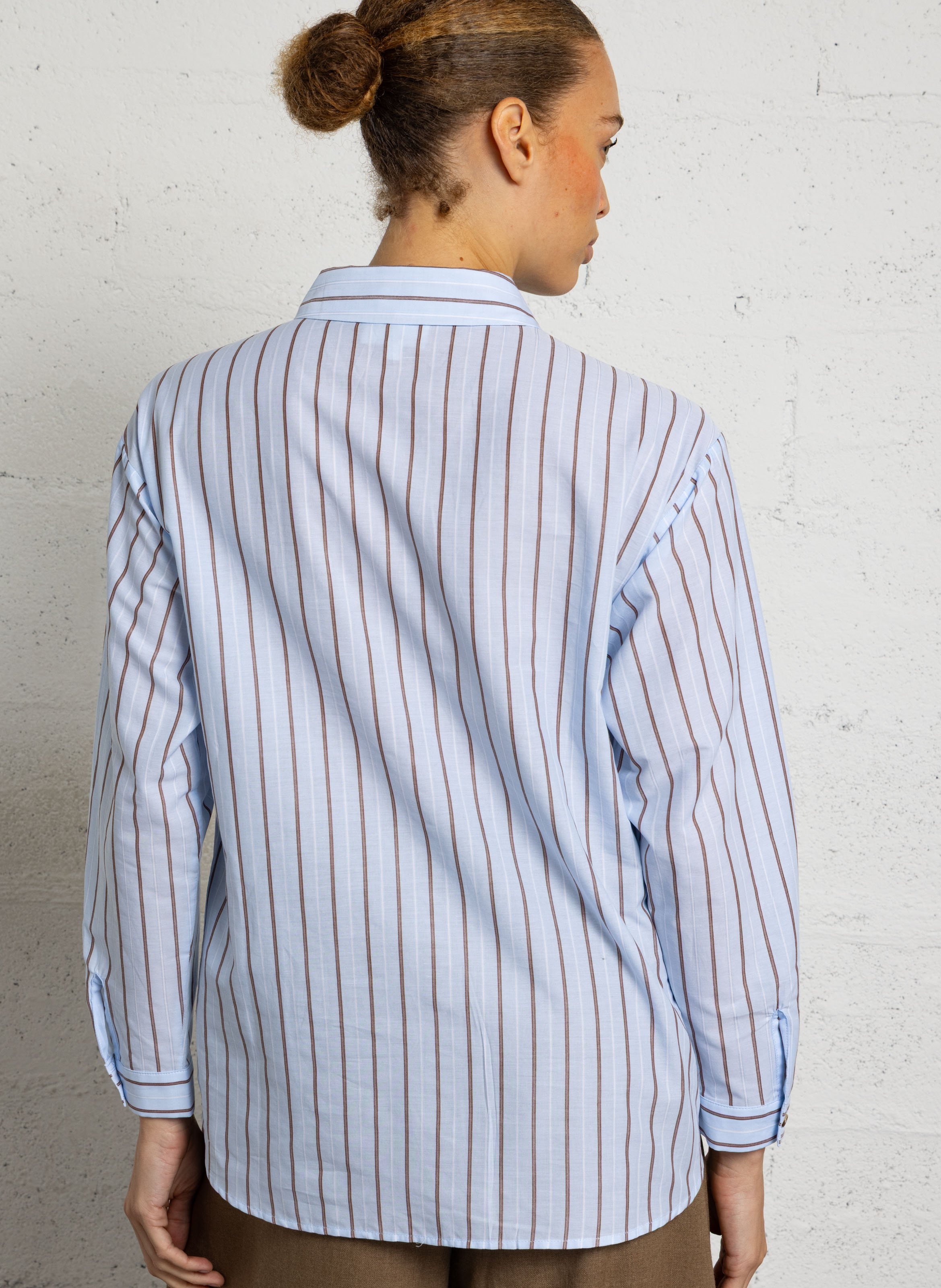 Chemise droite à rayures en coton passy MAISON 123 Bleu