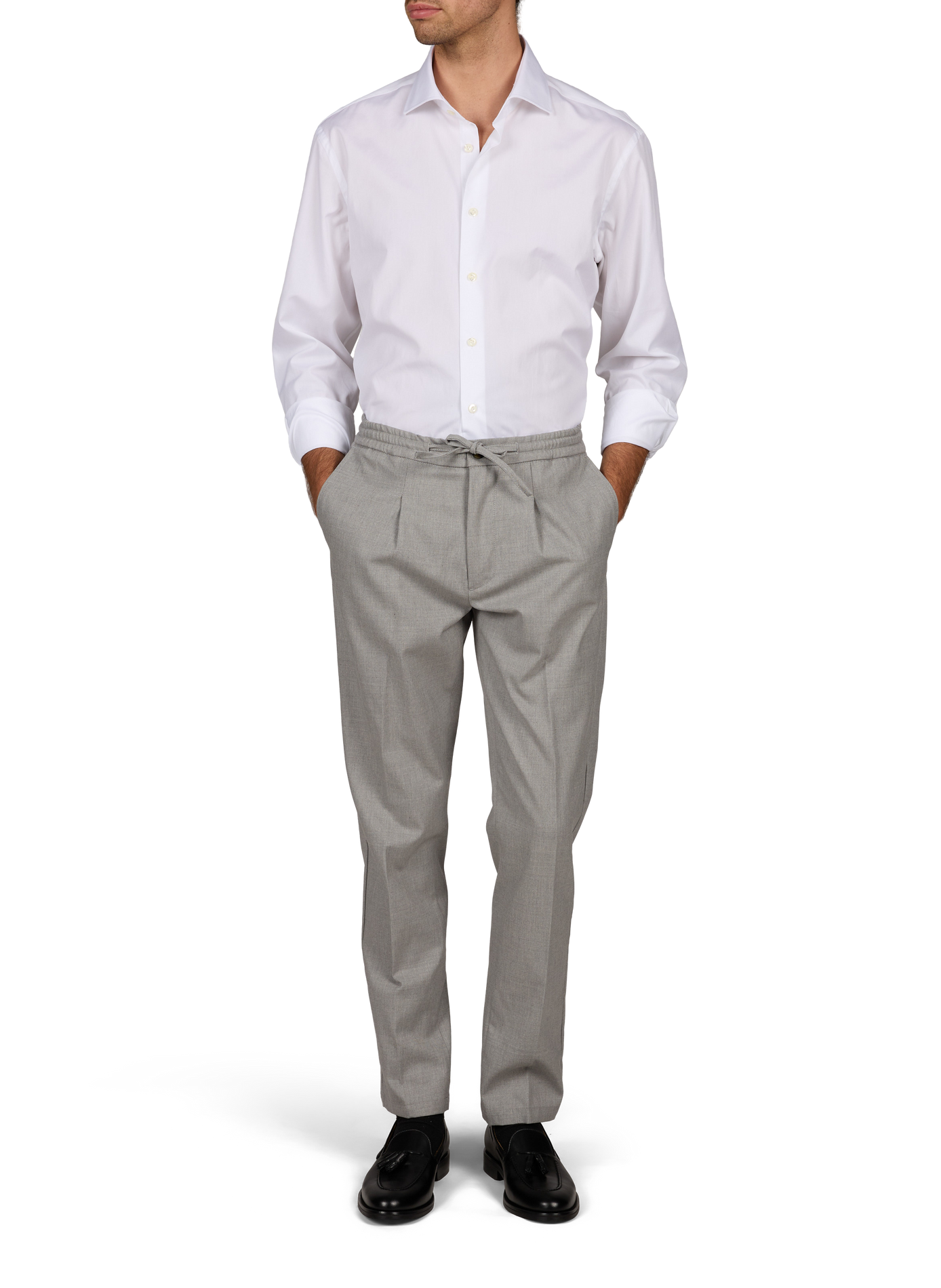Straight cotton-blend trousers AURELIEN Grey