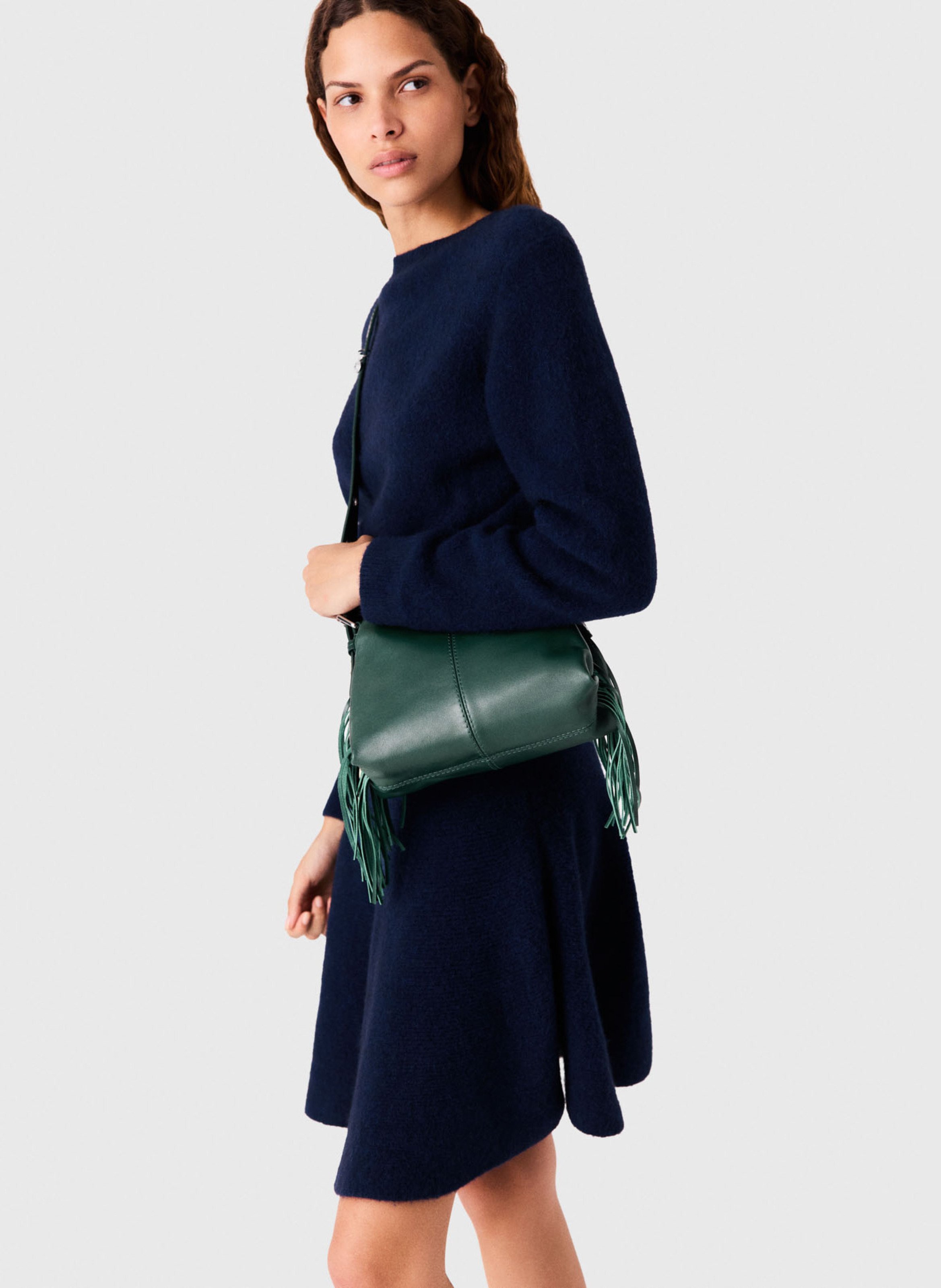 Sac bandoulière en cuir MAJE Vert