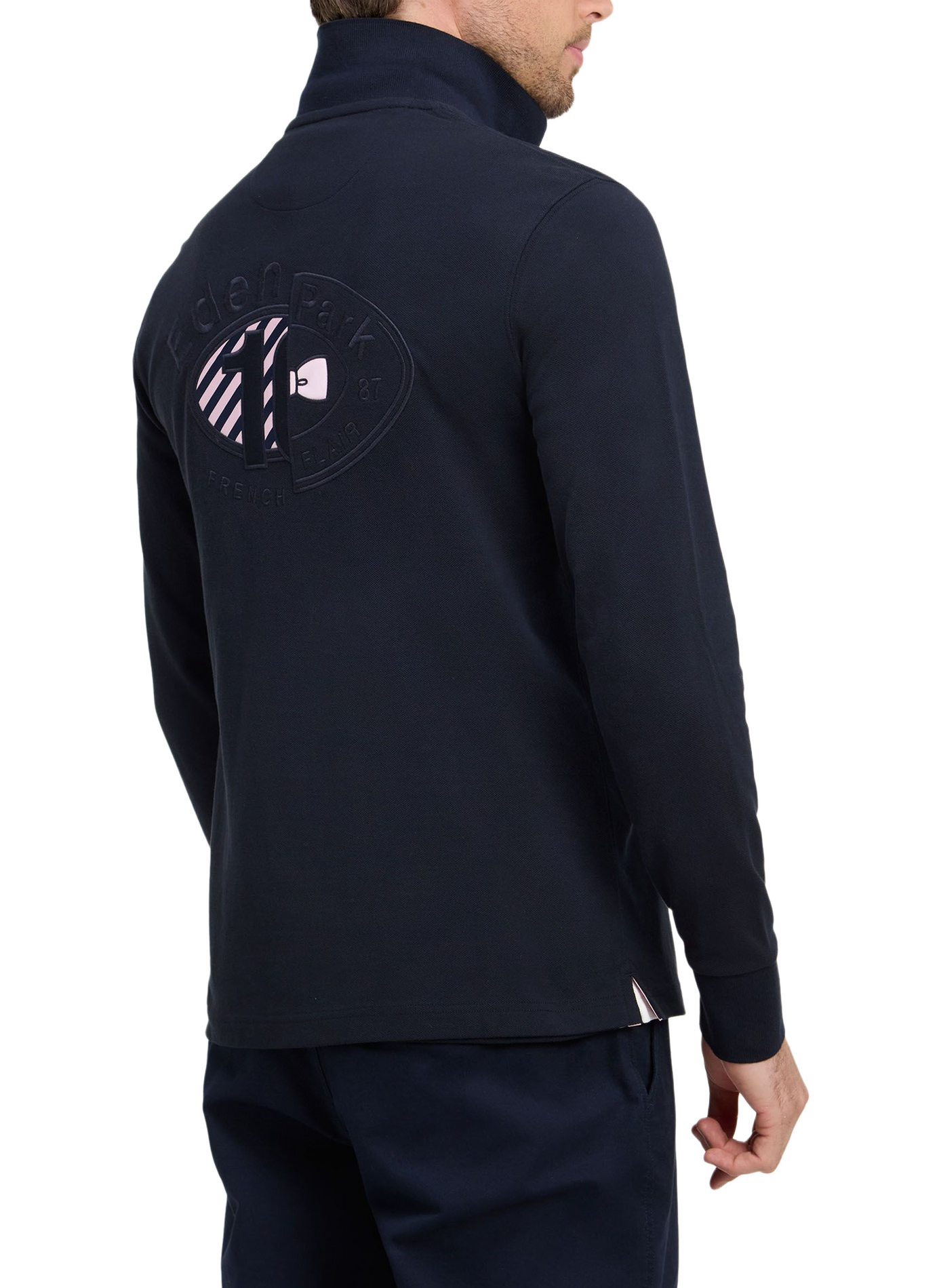 Gerader Baumwoll-Poloshirt EDEN PARK Blau