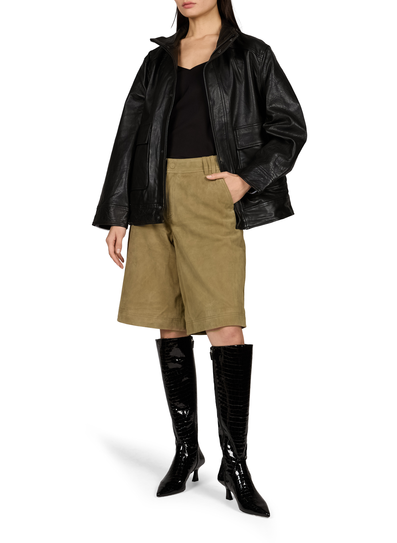 Botas altas VINNIE de piel de pitón barnizada STUART WEITZMAN Negro