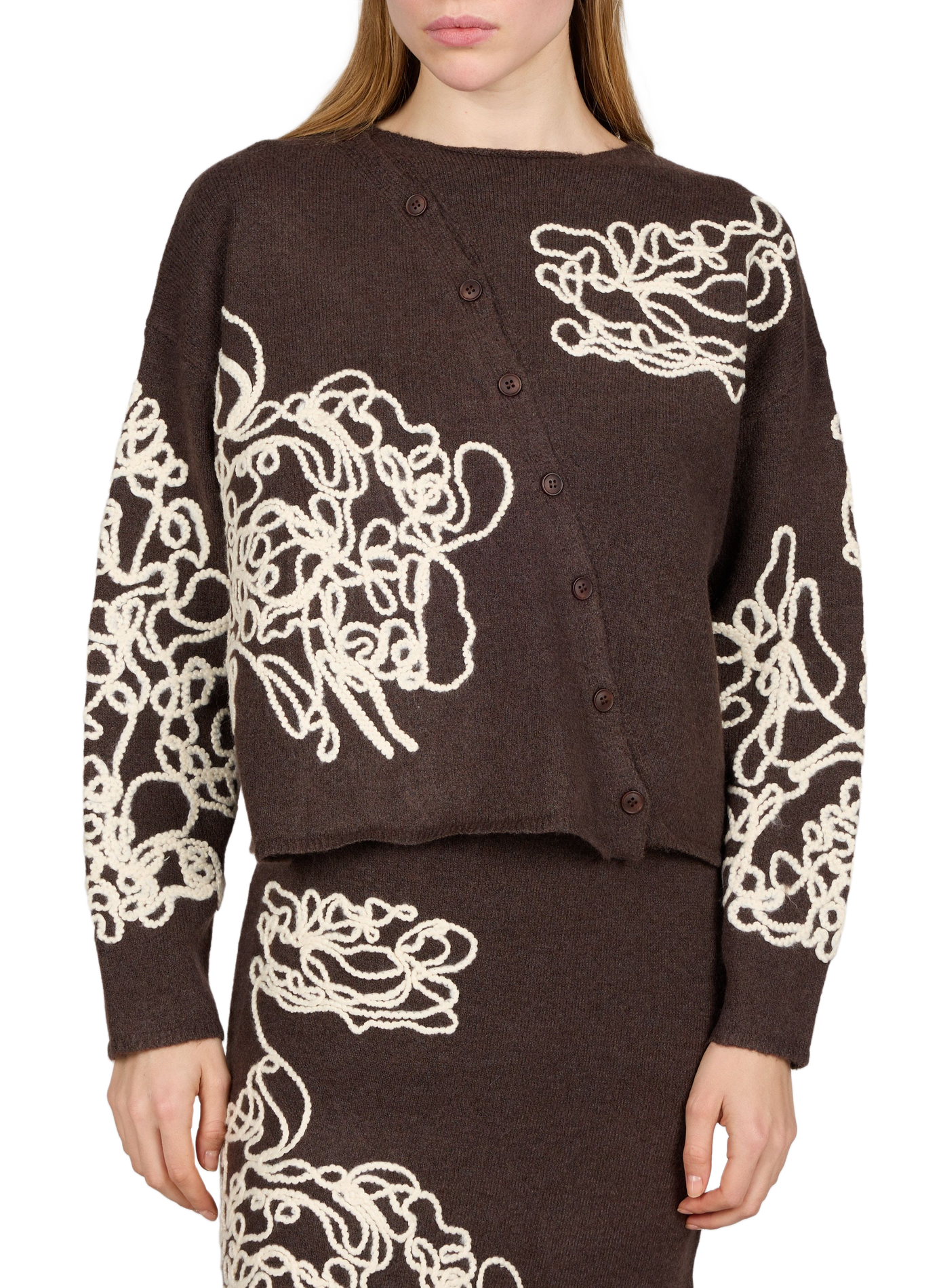 Short, loose-fit Erias cardigan MUS & BOMBON Brown