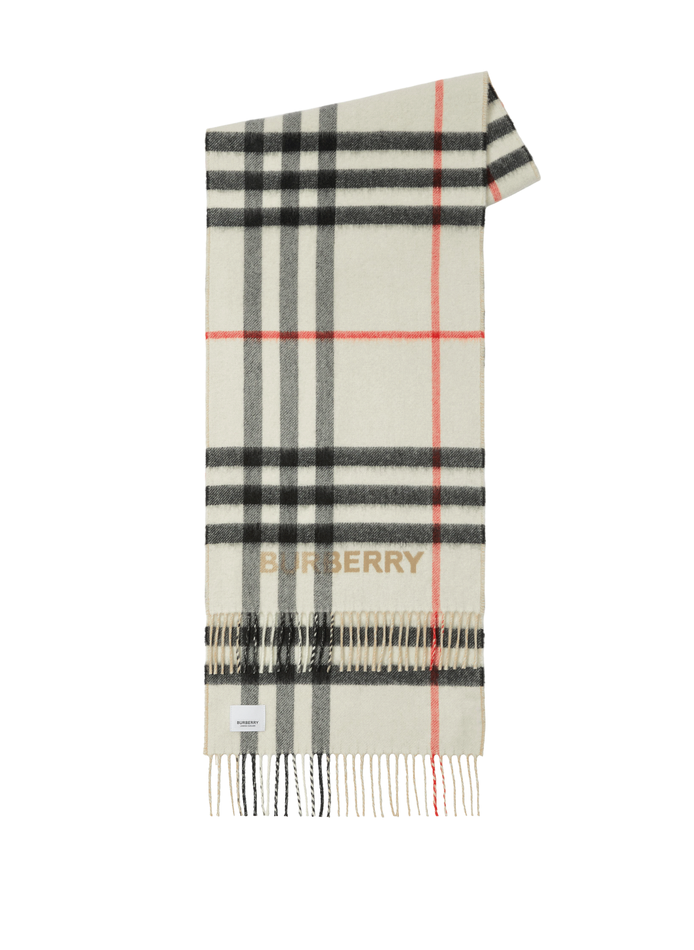 Cashmere check scarf  BURBERRY White