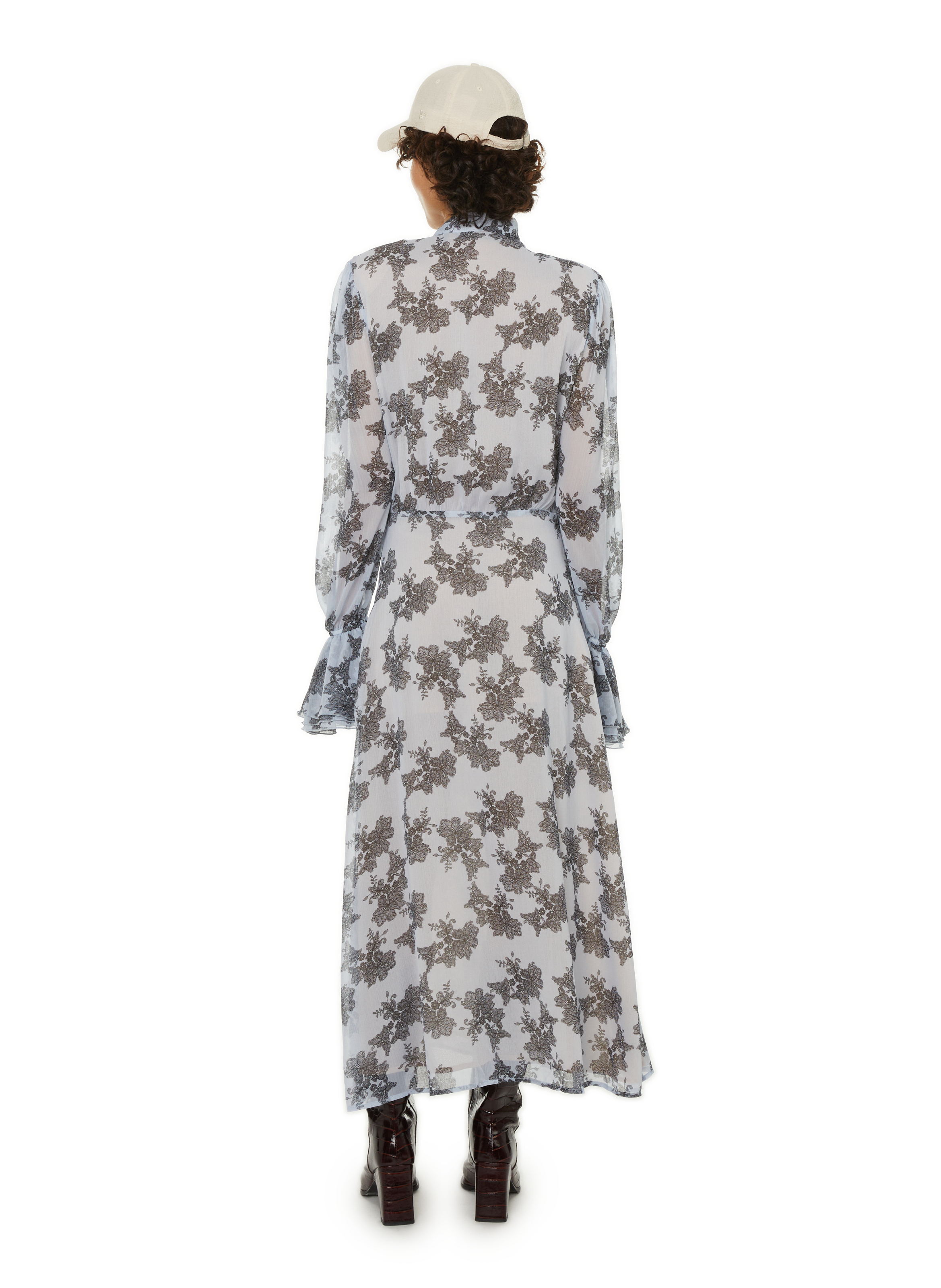 Robe midi à motif ROTATE Blanc
