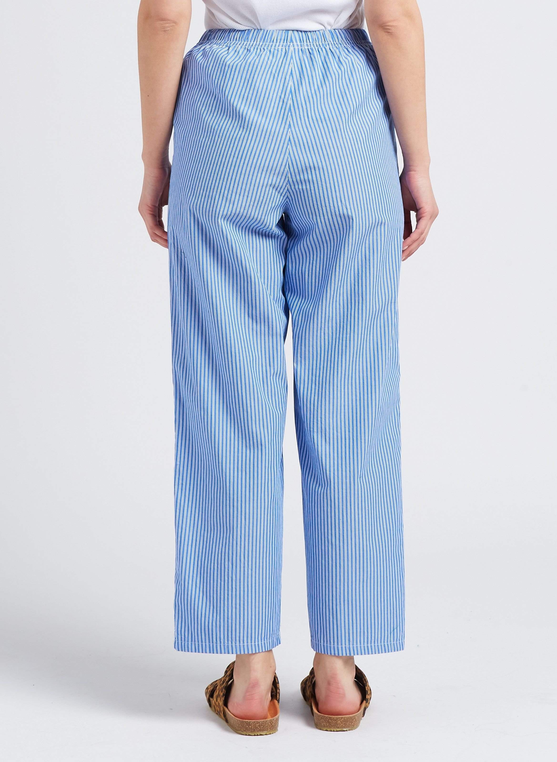 Pantalon carotte en coton rayé zatybay AMERICAN VINTAGE Bleu
