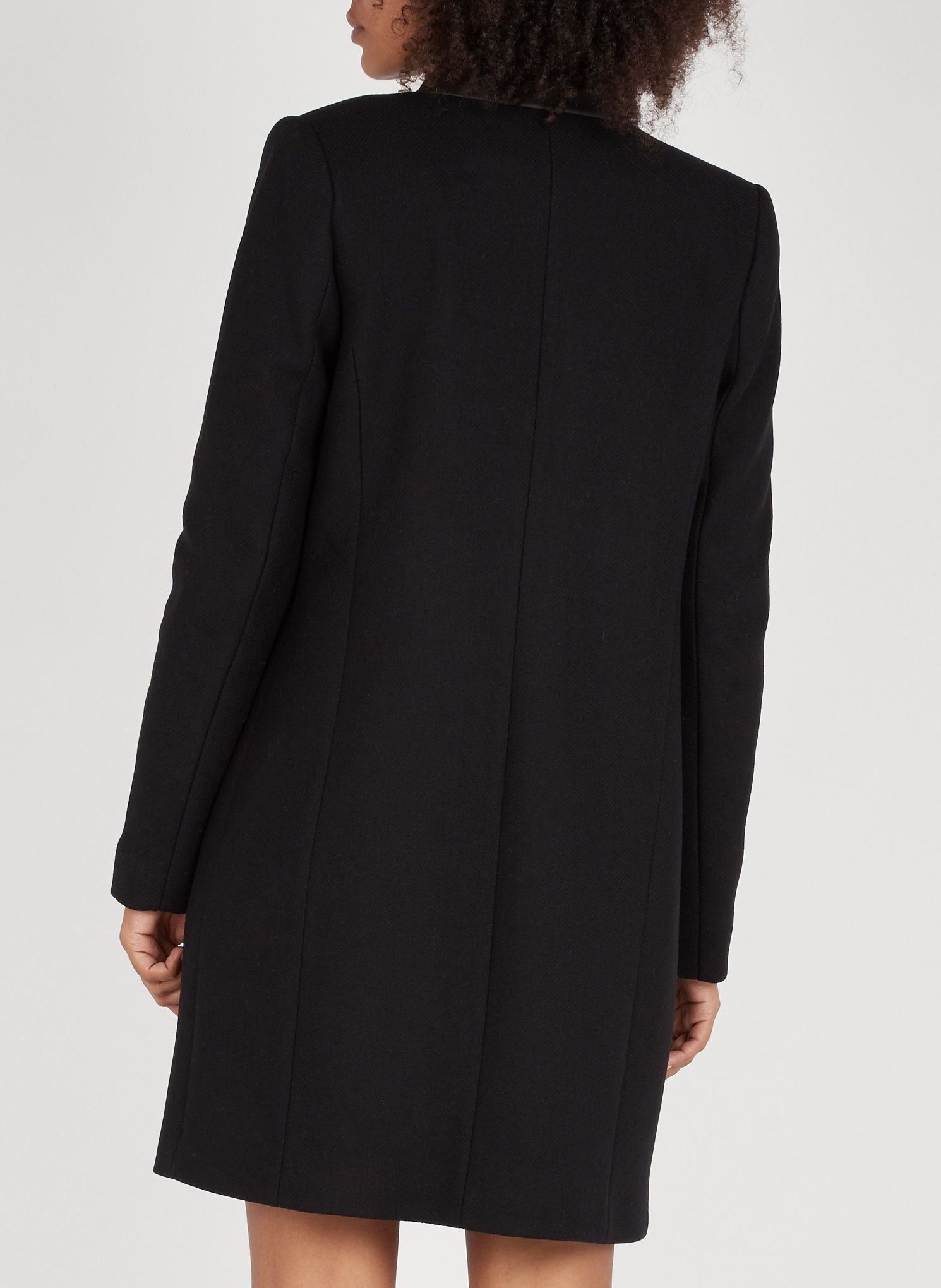 Manteau mi-long à double col en laine IKKS Noir