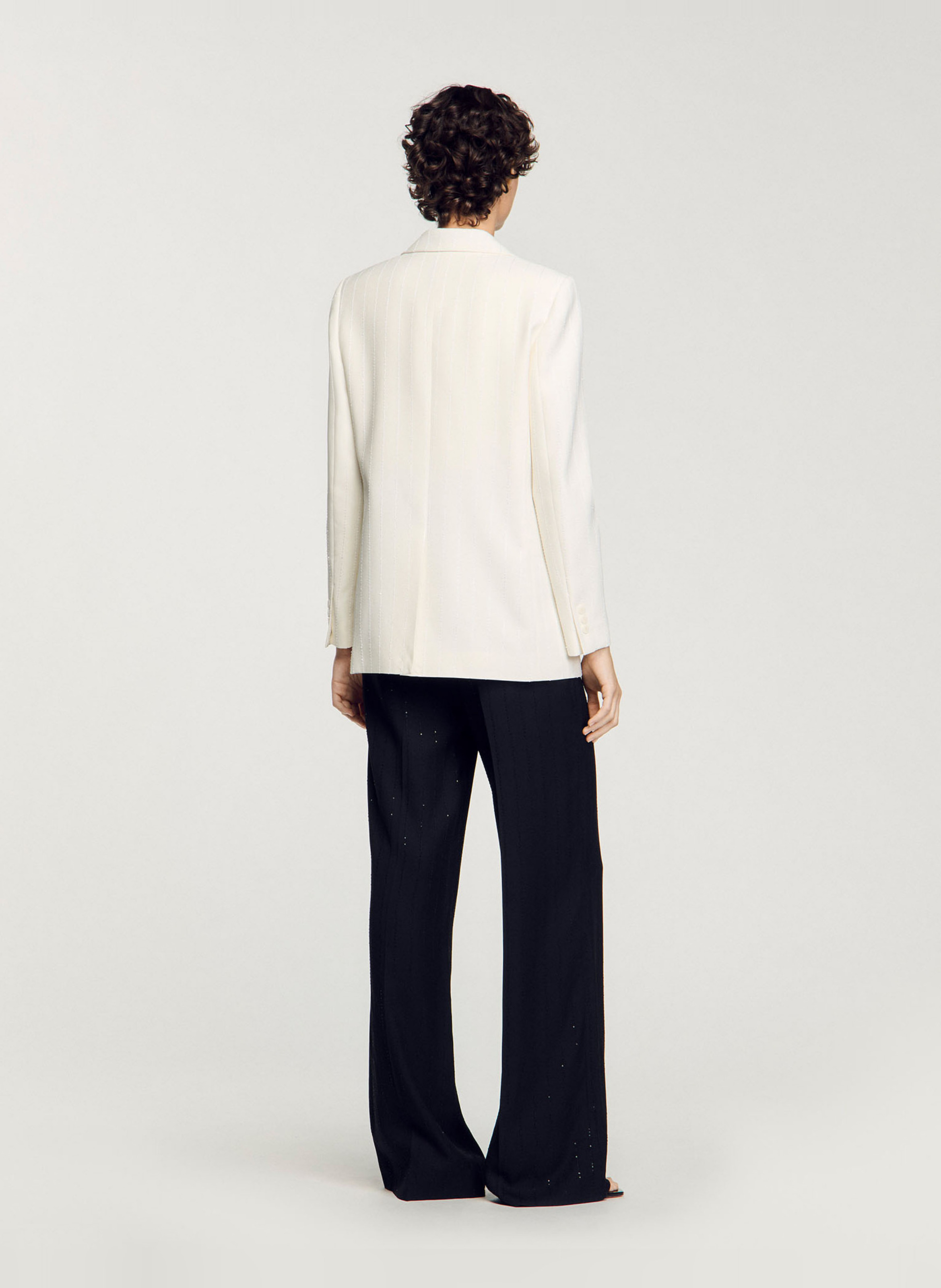Veste tailleur rayée à sequins SANDRO 