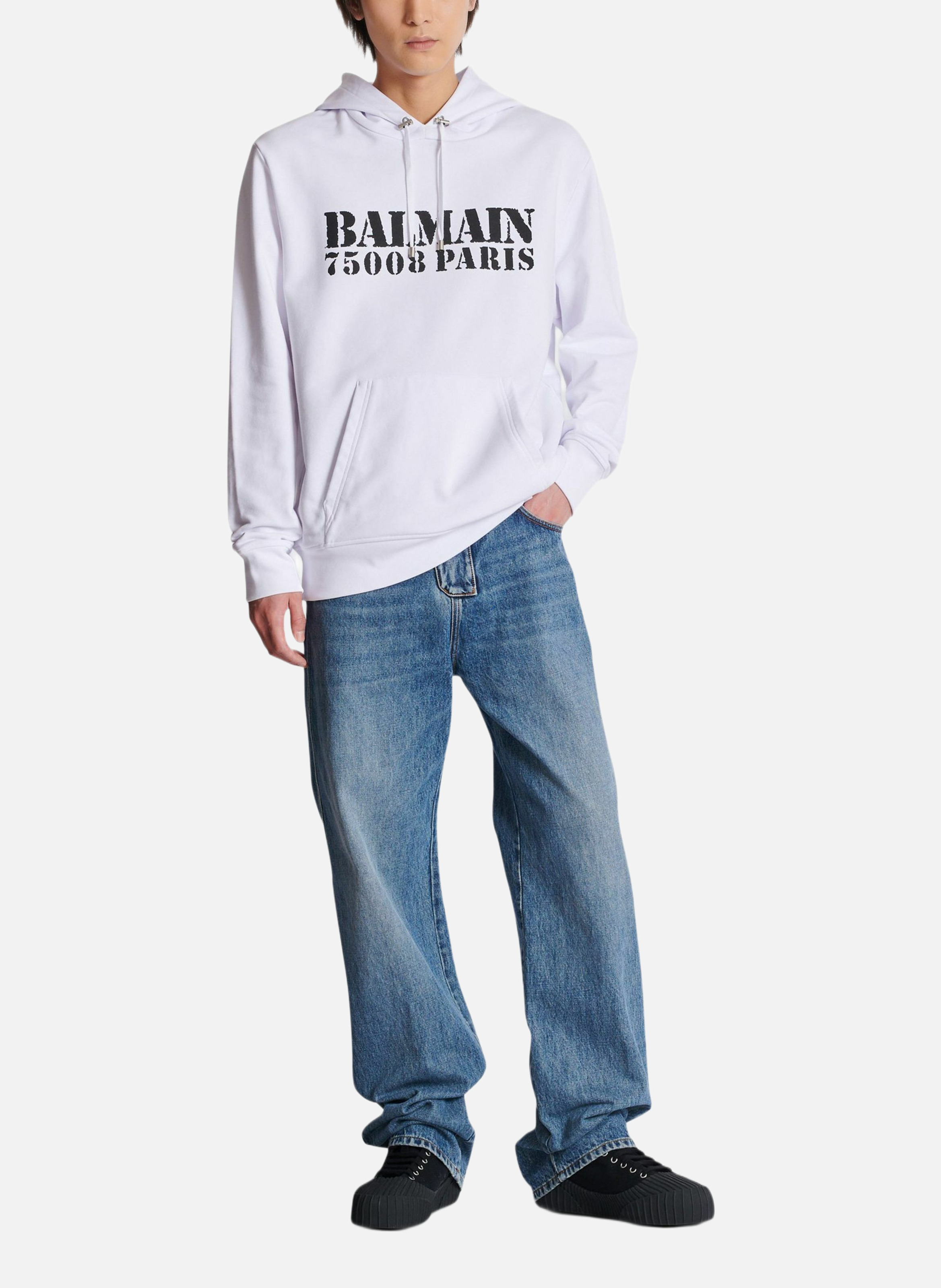 Hoodie imprimé balmain stamp BALMAIN Blanc