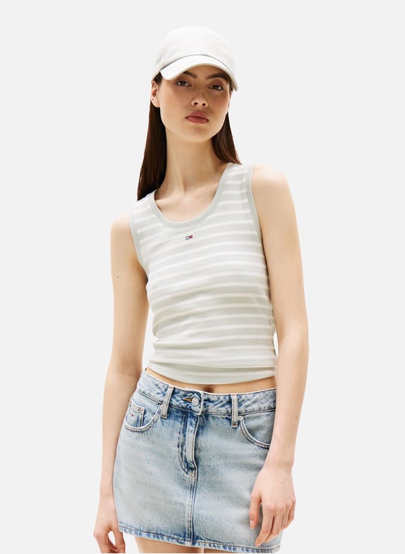 Top côtelé en coton Vert by TOMMY HILFIGER TOMMY HILFIGER Top côtelé en coton Vert