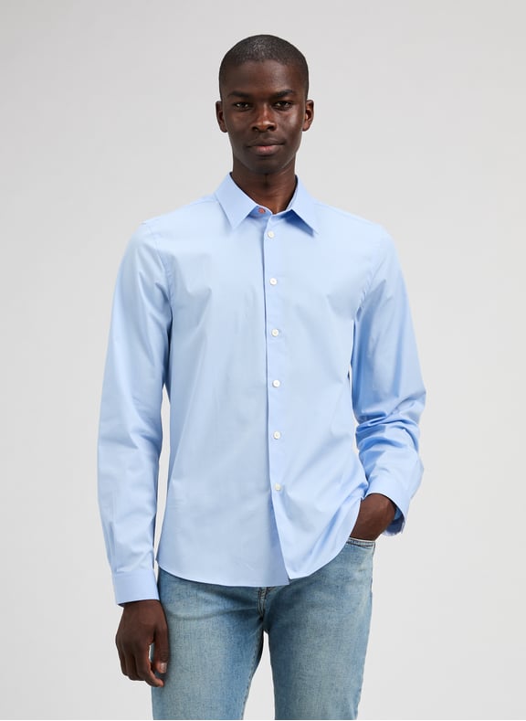 Chemise droite en coton mélangé Bleu by PAUL SMITH PAUL SMITH Chemise droite en coton mélangé Bleu