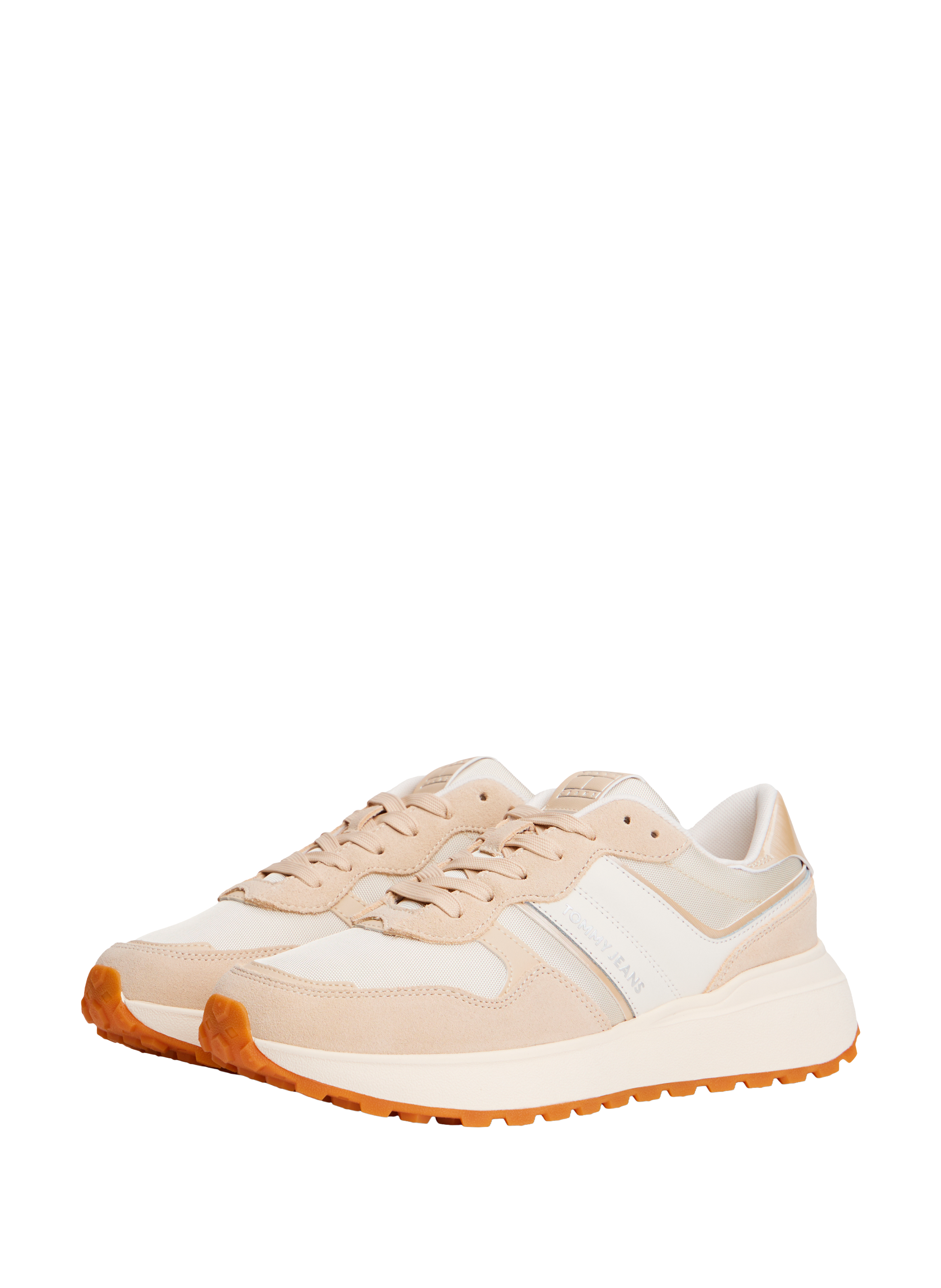 Baskets en cuir multitextures crantées TOMMY HILFIGER Beige